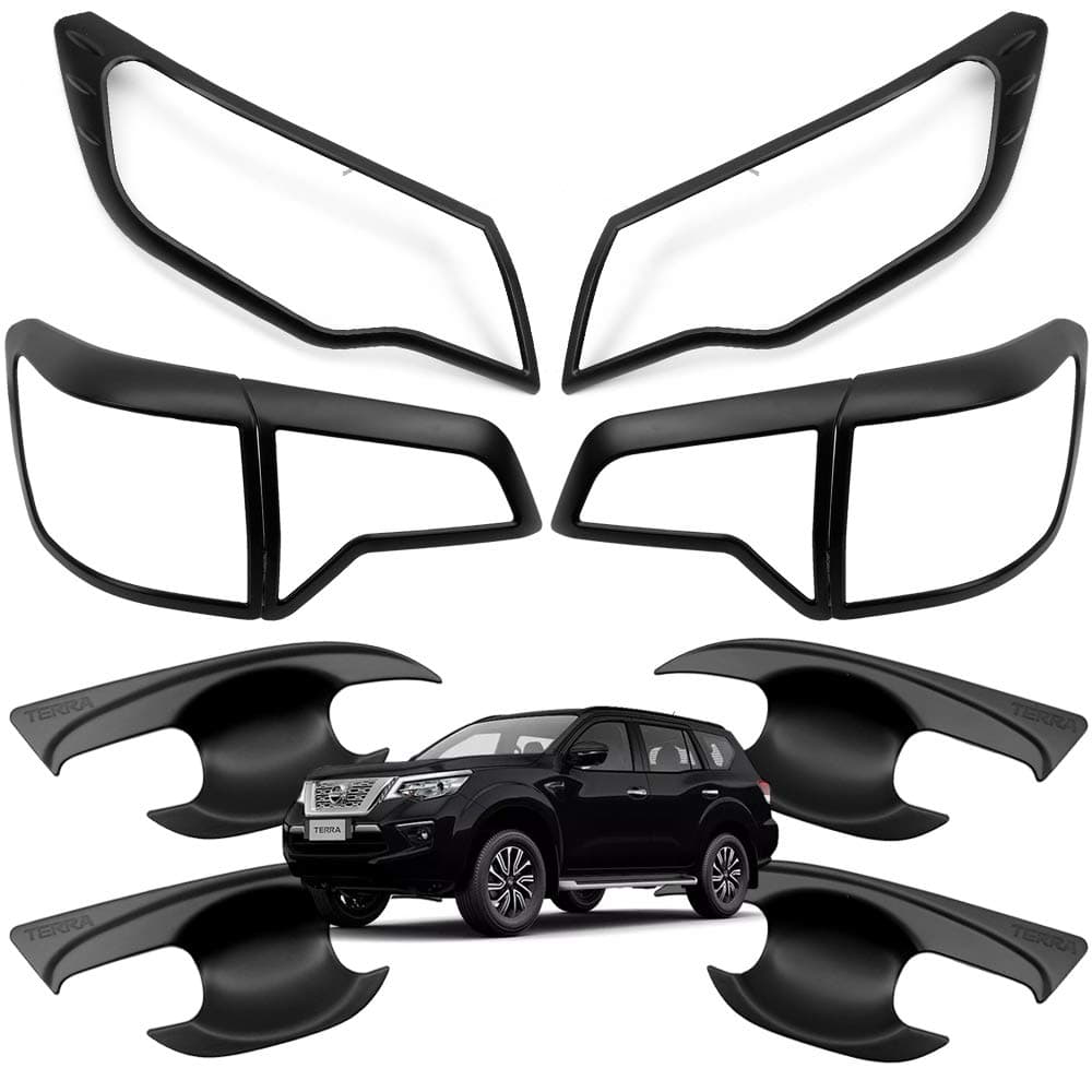 Nonstops Head Tail Lamp Bowl Insert Cover Trim Matte Black for Nissan Terra SUV 2018 19 19x69x2 cm Matte Black