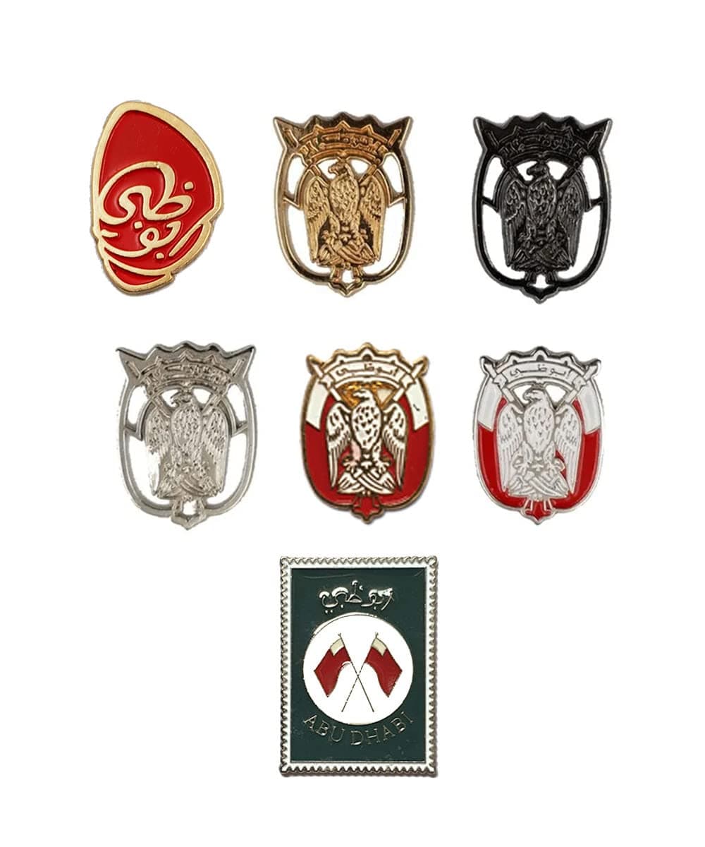UAE Abu Dhabi 7 Pcs Mix Logo Design 2D Sticker Badge Metal 2cm 3cm