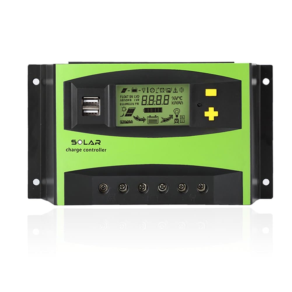 Tellunow Solar Charge Controller 40A 12V-24V Solar Panel Regulator Charge Controller LCD Display Solar Controller With USB for Home Industry Commercial Boat Car