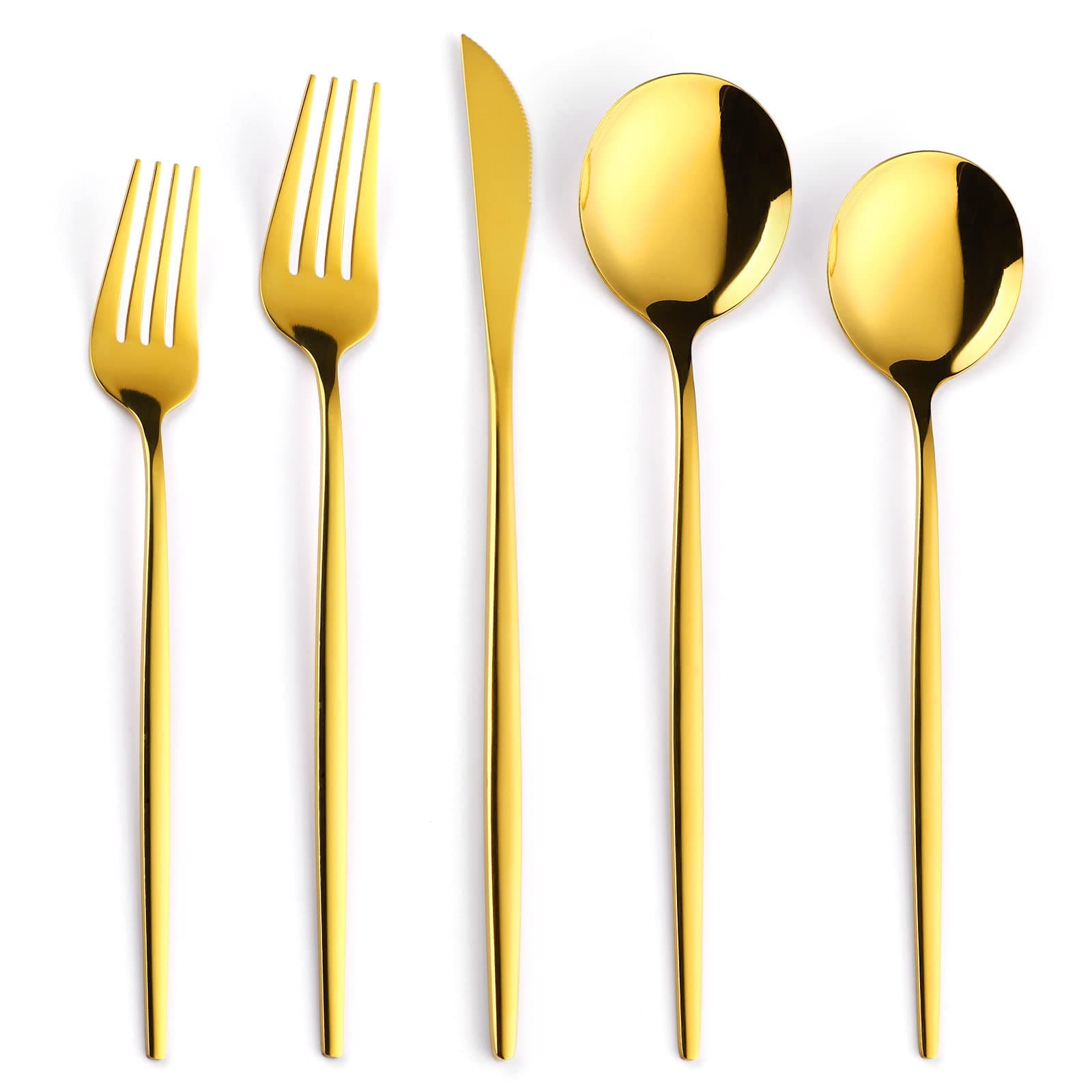 30-Pieces Gold Flatware Set, Gold Silverware Set for 6,Tableware Fine Dining Utensil Set Include Knives Forks and Spoons,Circular Fine Handle Cutlery Decorate Wedding Mirror Polished,Dishwasher