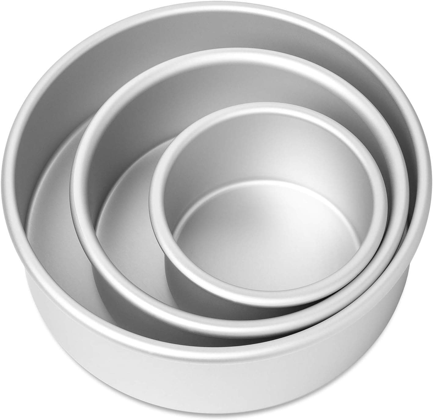 CLASSIC 3-Piece Premium Silver Round Aluminium Cake Tin Set - 4, 5, 6 Inch Diameter x 2 Inch Height - Professional-Grade, Durable Bakeware for Perfect Cakes, Cheesecakes, Brownies, Desserts, and More