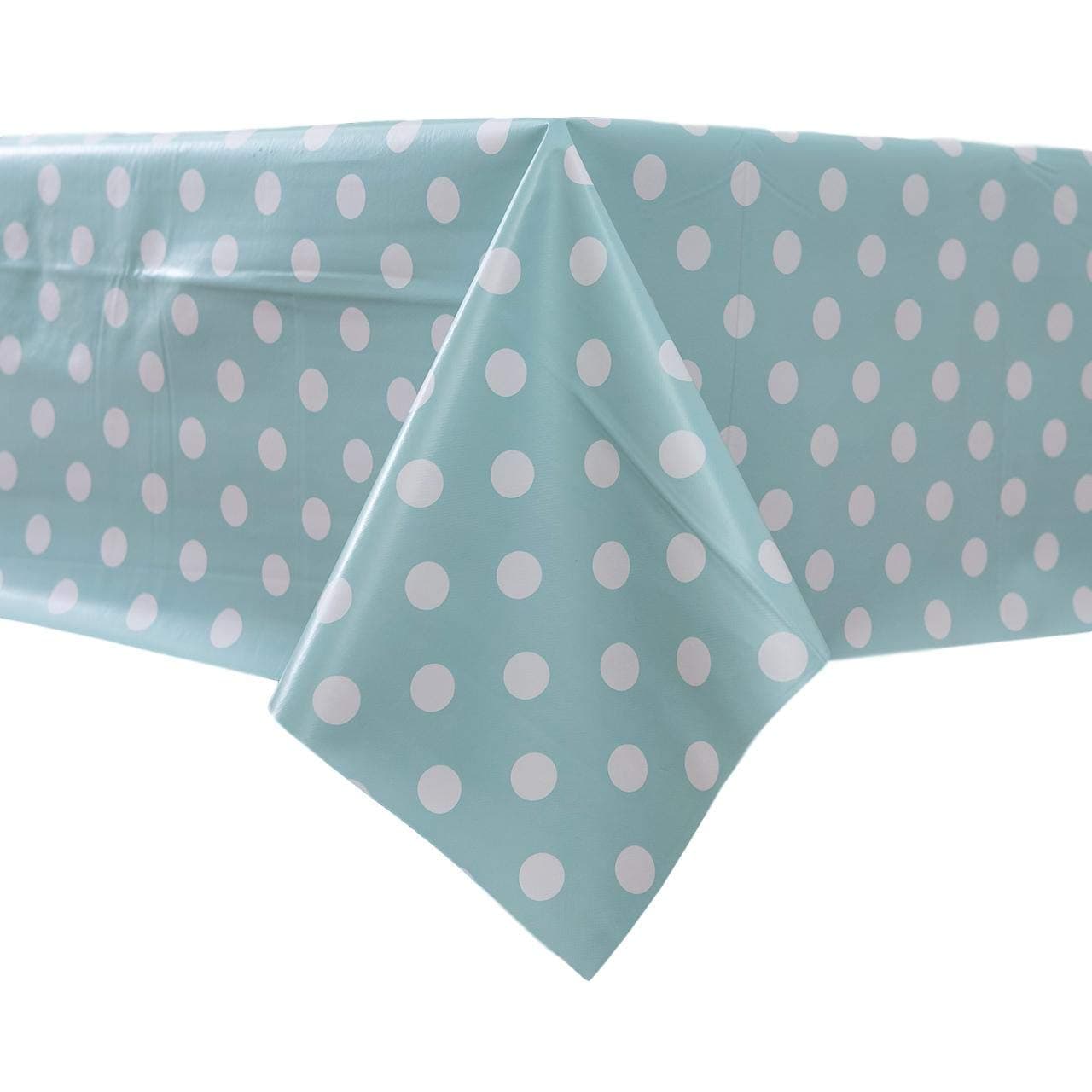 Vinylla Polka Dot Duck Egg Easy Wipe Clean PVC Tablecloth, 140x180cm