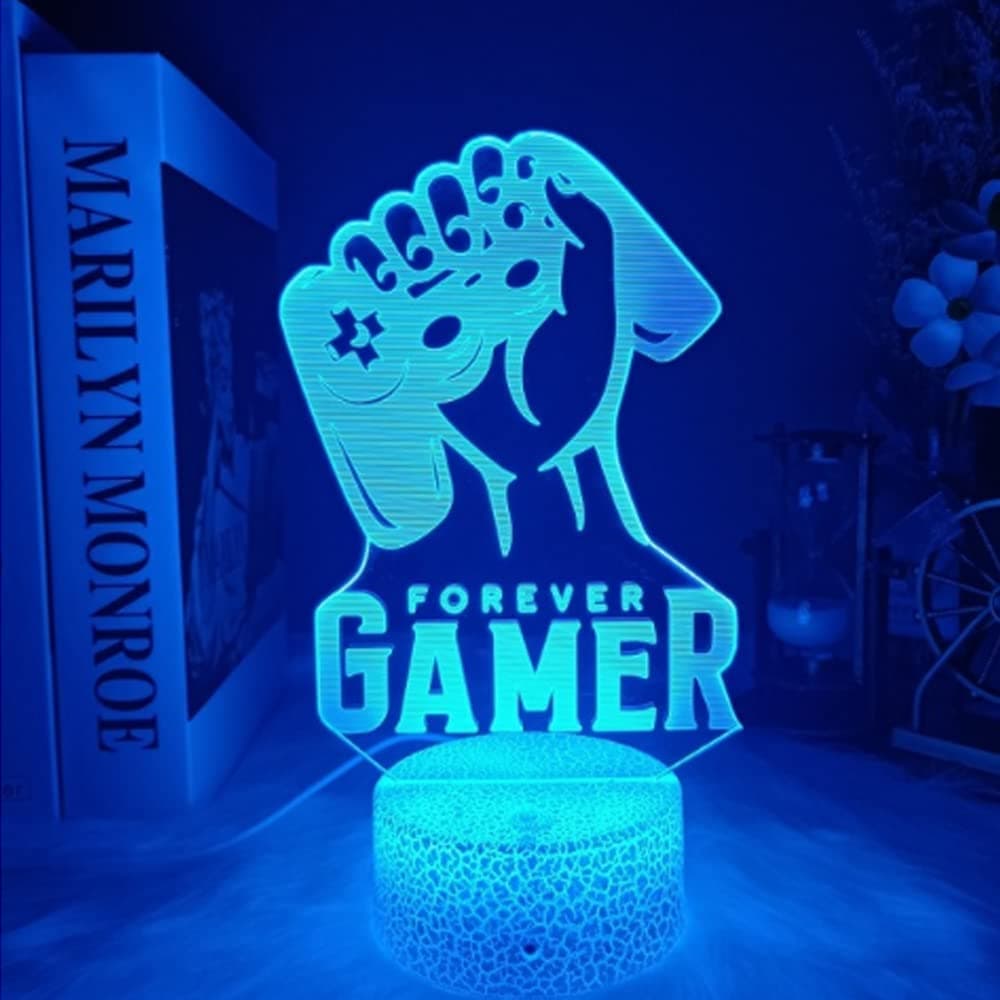Gamepad Gifts Lamp, 3D Illusion Night Light with Remote Control + Timer 16 Color Changing Headphone Desk Lamp Kids Gamer Room Decor Plug in Best Cool Festival Birthday Present for Boys Men