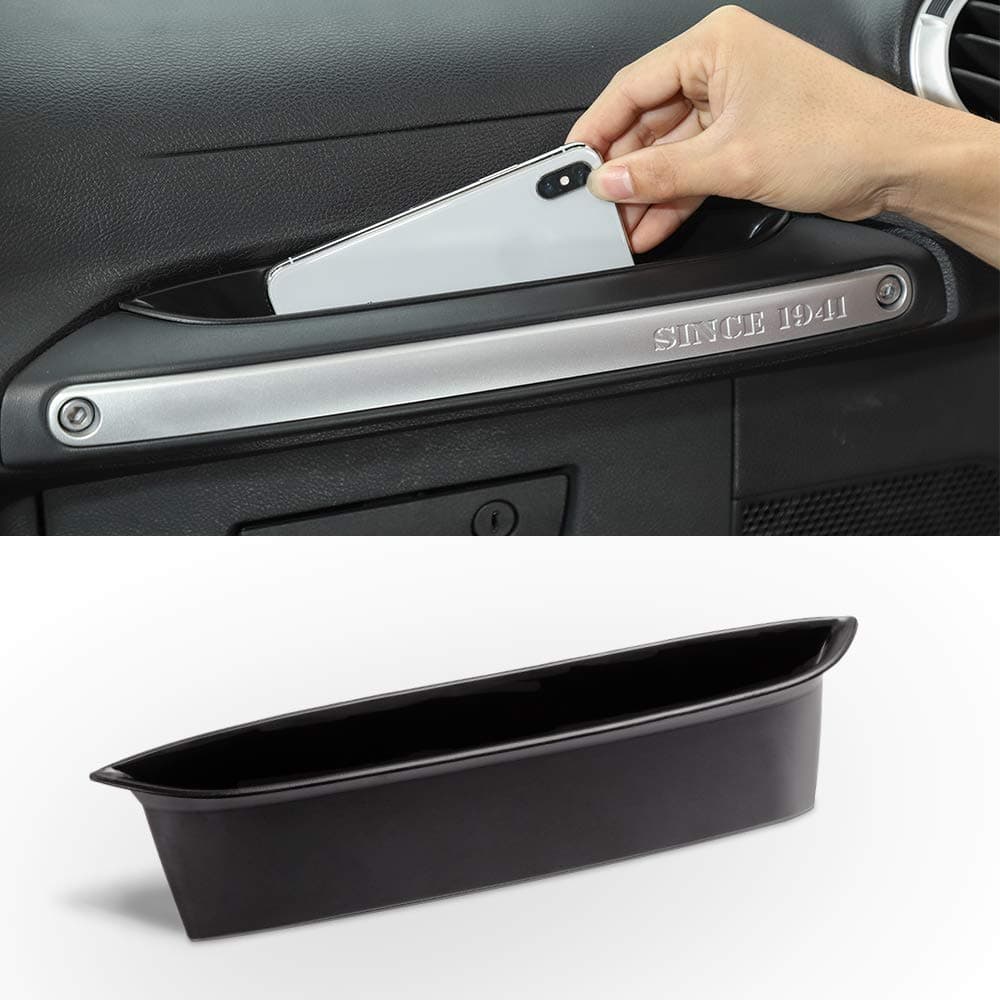 GrabTray Passenger Storage Tray Organizer Grab Handle Accessory Box for 2011-2018 Jeep Wrangler JK JKU 2/4 Door, Interior Accessories, Black