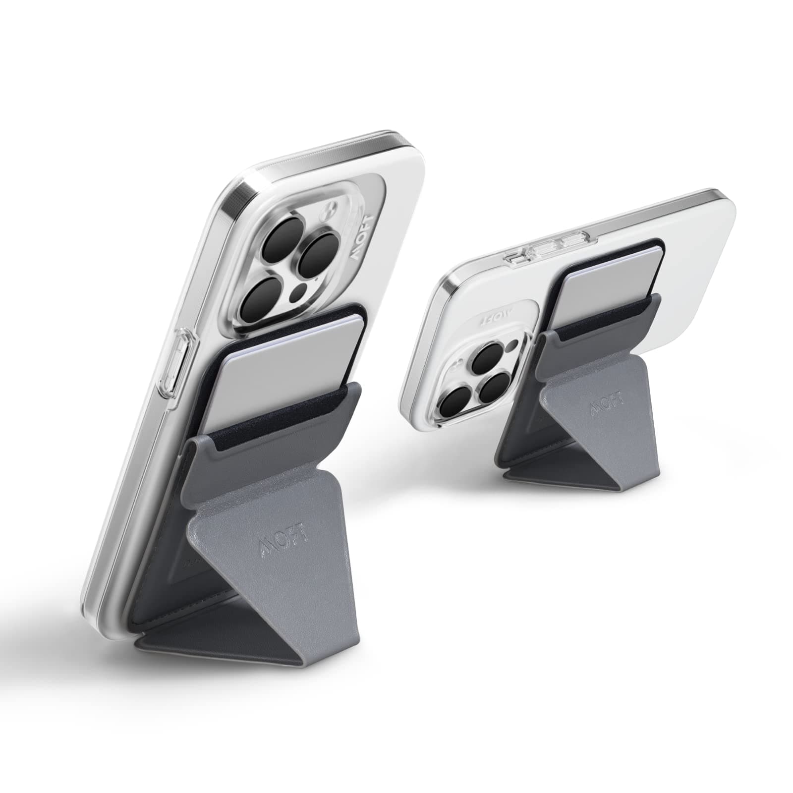 Wallet Stand for iPhone 14/13/12 Series Compatible Phone Stand with 3 Viewing Angles, Cool Grey