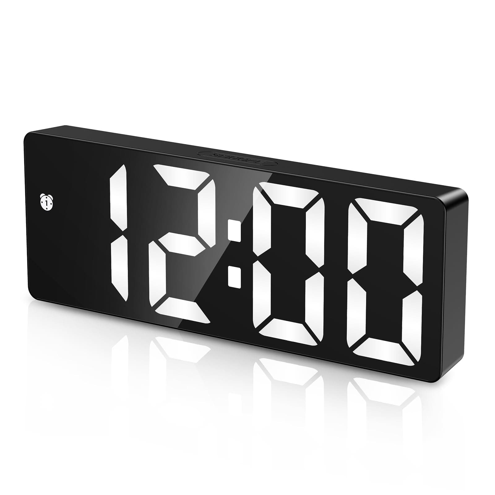 Digital Alarm Clock, 6.5" Large Display Alarm Clocks Bedside, Type-C/Battery Powered Digital Clocks Bedside with Snooze, Date, Alarm Clock with 5 Levels Brightness, DST Function, for Bedroom