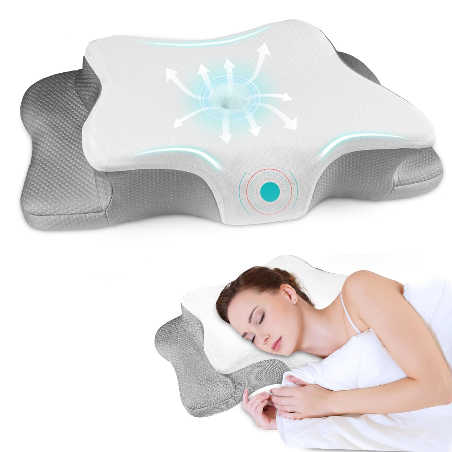 Pain Relief Cervical Pillow for Neck Support,Adjustable Ergonomic Pillow Cozy Sleeping,Odorless Orthopedic Memory Foam Pillows,Contour Bed Pillow for Side Back Stomach Sleeper