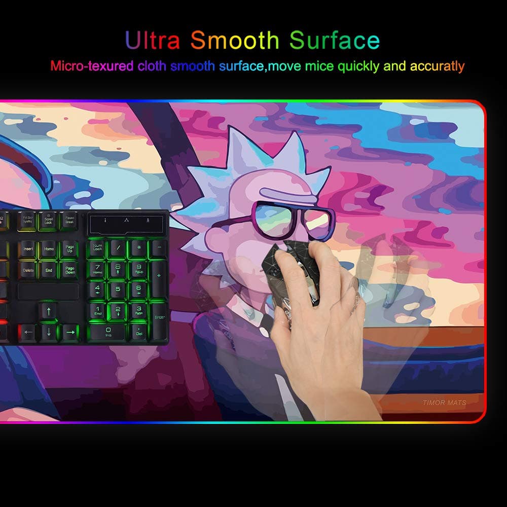 RGB Mouse Pad LED Light Gaming Mouse Pad with Rubber Base Colorful Computer Carpet Desk Mat for PC Laptop (35.4 * 15.7 inch) (9040rkmomo)