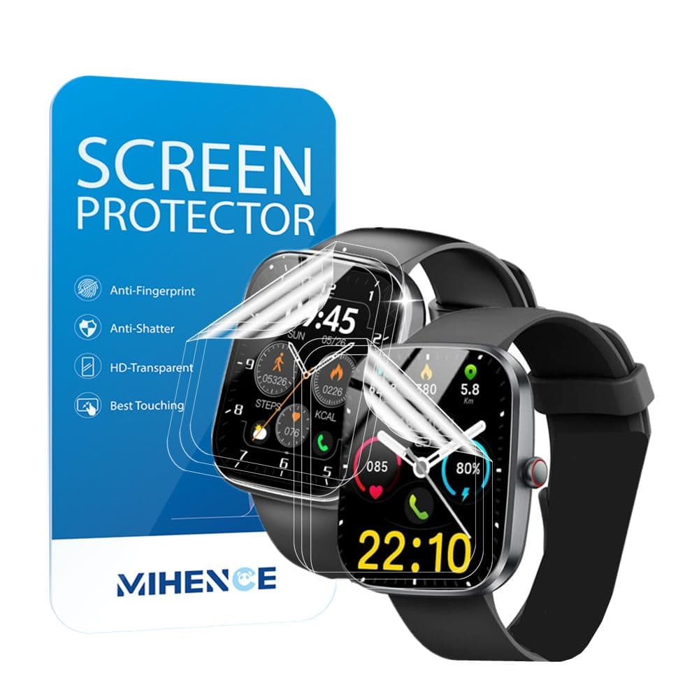 Screen Protector Compatible for Kuizil 1.91'' Smart Watch T70, HD Full Coverage TPU Protective Film for T70 1.91"" Smartwatch (6PCS), transparent