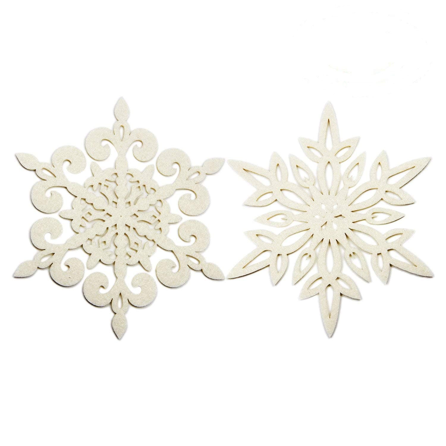Coasters Set of 12 Felt Absorbent Snowflake Coaster for Drinks - Desktop Protection Prevent Furniture Damage - Ivory White Absorbs Moisture - Tabletop Drink Coasters - 2 Style