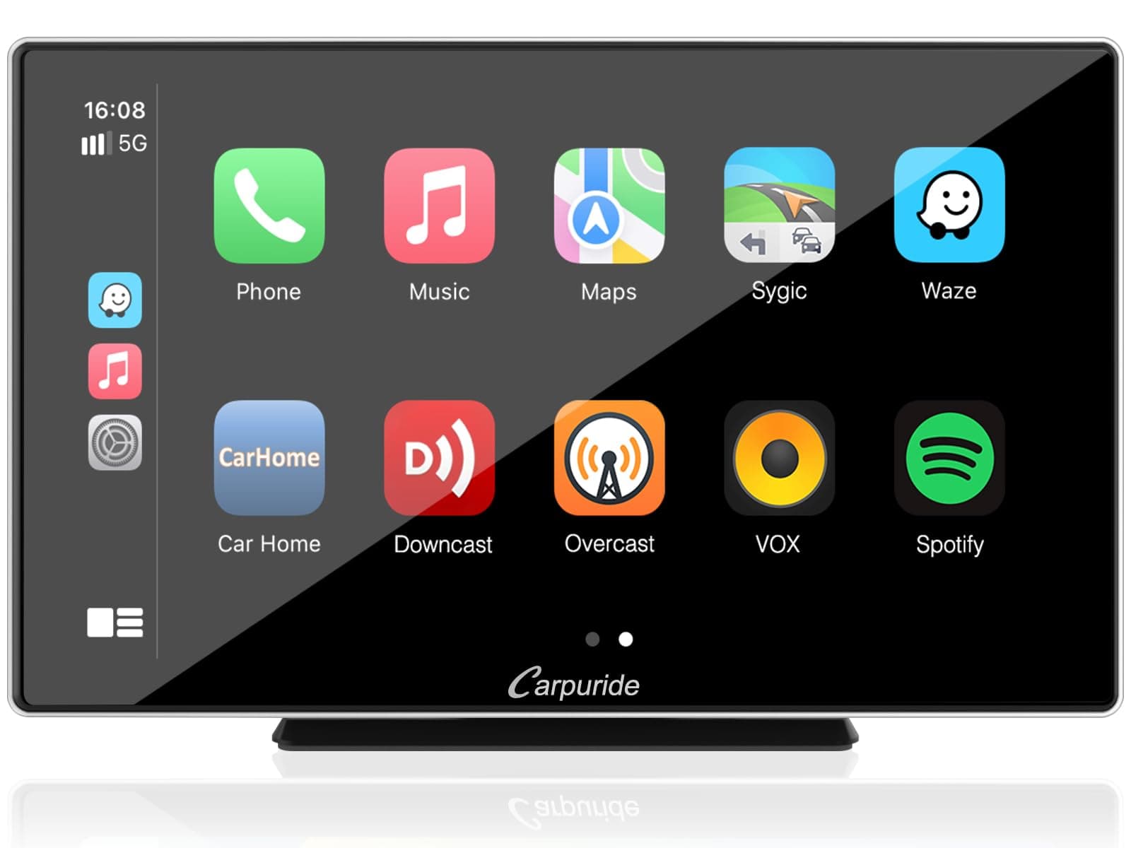 Carpuride 2024 Newest Upgrade 9 Inch Touch Screen Portable Wireless Carplay Android Auto Car Radio Receiver with Mirror Link/GPS/Siri/FM,Dashboard Console Mounted