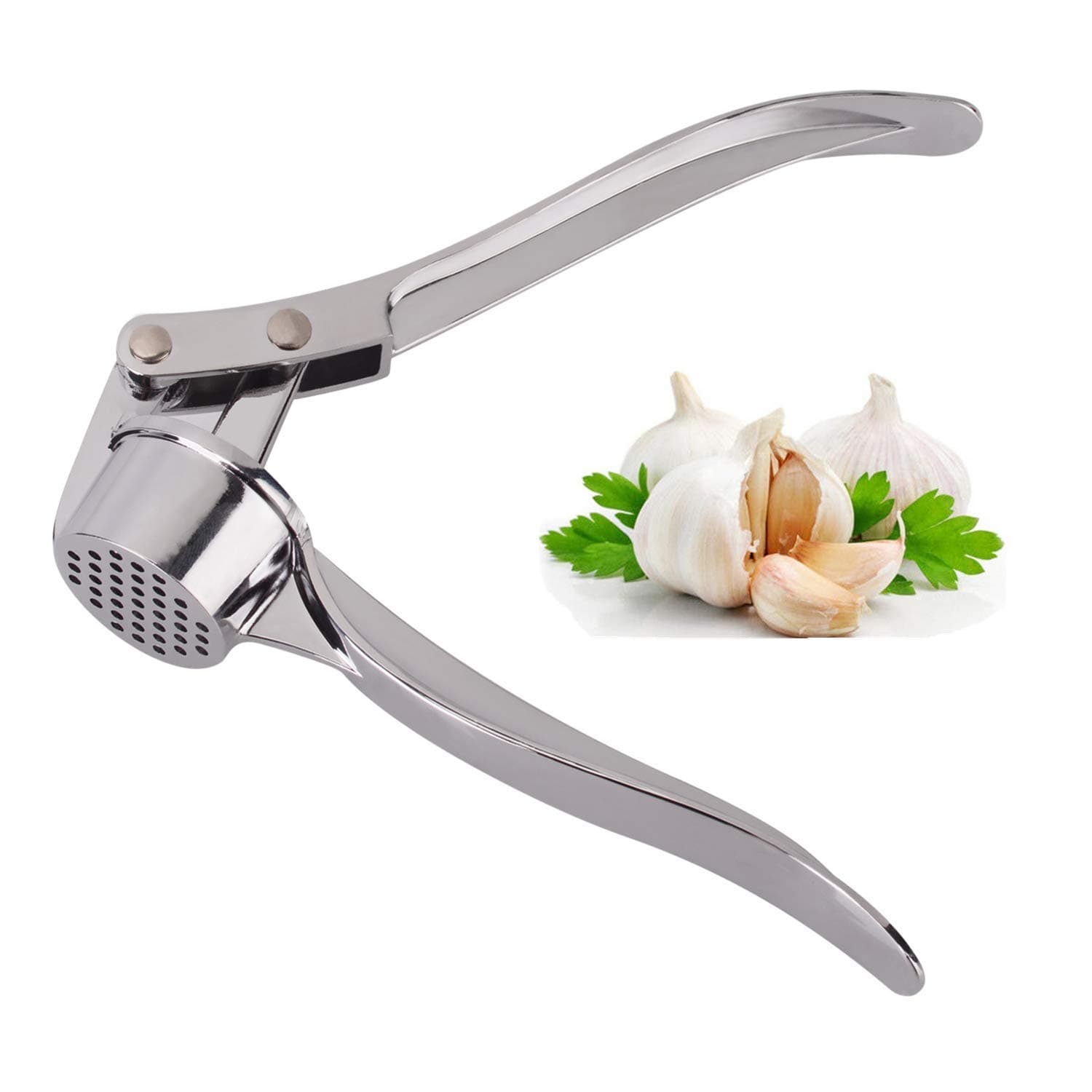 Stainless Steel Kitchen Tool Gadget Ginger Garlic Press Nut Cracker Crusher, silver, LZM009, Garlic Presses