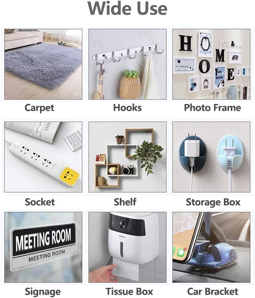 UCRAVO Double Sided Tape Heavy Duty - Multipurpose Removable Traceless Mounting Adhesive Tape for Walls,Washable Reusable Strong Sticky Strips Grip Tape- Heavy Duty (1mm- 3Meter)…