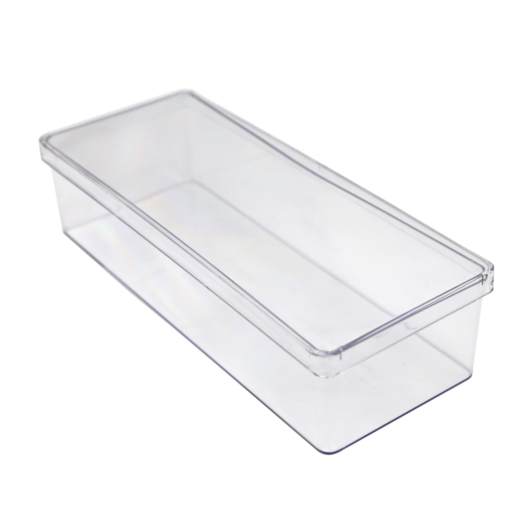 Set of 4 Acrylic Boxes with Lids, 9.5"L x 3.56"W x 2.25"H, Made in USA, Plastic Pencil Box, Crayon Box, and Art Supply Organizer, Clear Display Case for Collectibles