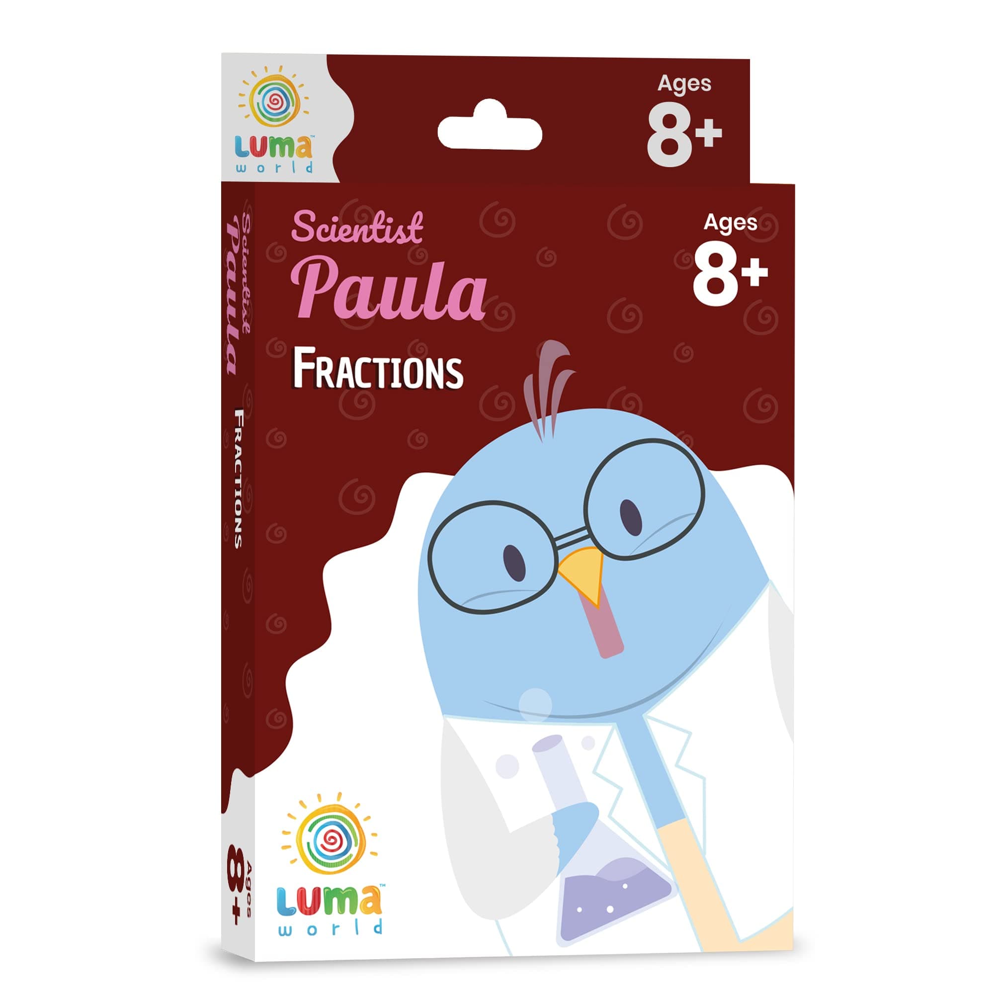 LUMA WORLD ADD LIFE TO LEARNINGScientist Paula Educational Math Flash Cards with a Spy Magic Glass for Ages 8+ Years Learn Grade 3 Fractions, Set of 50 Cards for Mental Maths