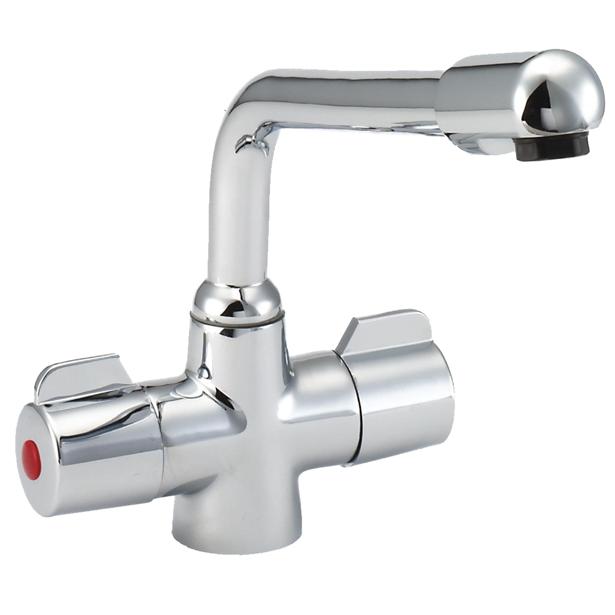 Deva PUF130/CP Puffin Kitchen Mono Sink Mixer Tap Chrome Finish Flow | 360° Swivel Spout | Large Easy Use Hot & Cold Silver Handles | for Dual Single Basin | 12 Year Warranty
