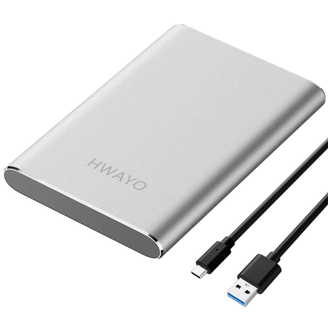HWAYO 750GB Portable External Hard Drive, USB3.1 Gen 1 Type C Ultra Slim 2.5'' HDD Storage Compatible for PC, Desktop, Laptop, Mac, Xbox One (Silver)