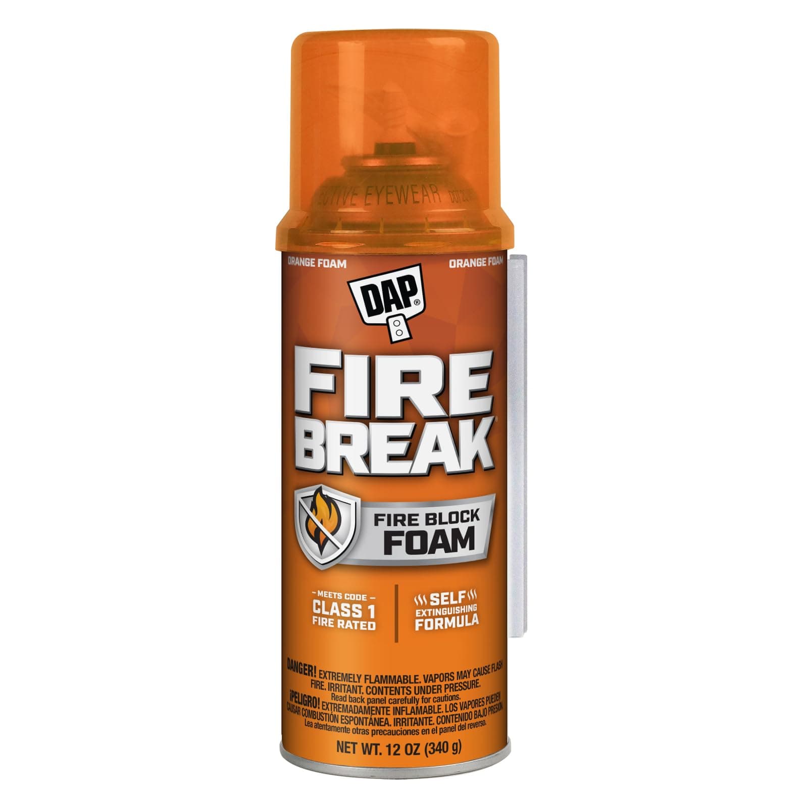 DAP FireBreak Flame Resistant Foam Sealant, Orange, 12 oz (7565010012)