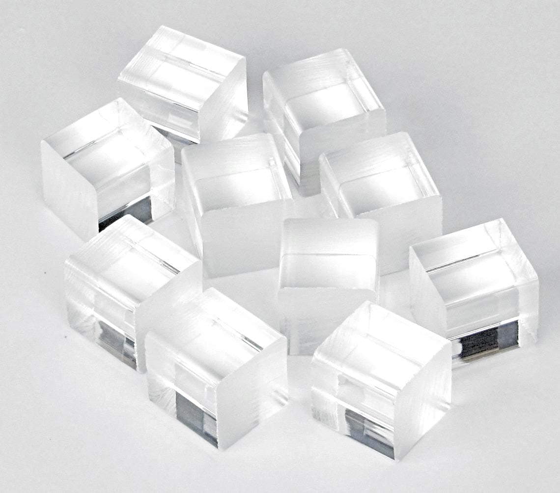 10 Pcs 1” x 1 x 1” Clear Square Acrylic Plexiglass Plastic Cubes Rod Peg
