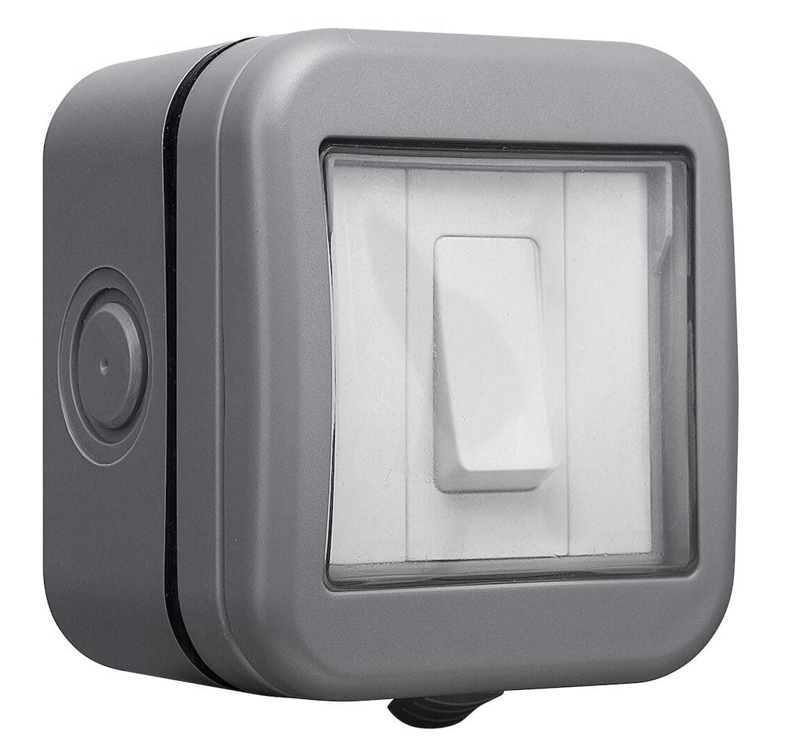 BG Electrical Outdoor Single Wall Switch, Weatherproof, Grey, 13A, IP55 Rated, WPB12