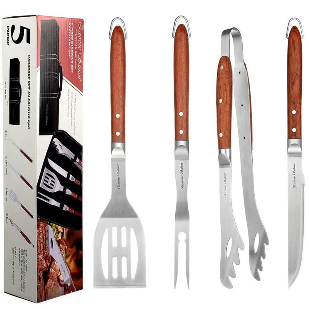 EXTREME SALMON 5-PIECE BARBECUE TOOL SET IN FOLDING BAG