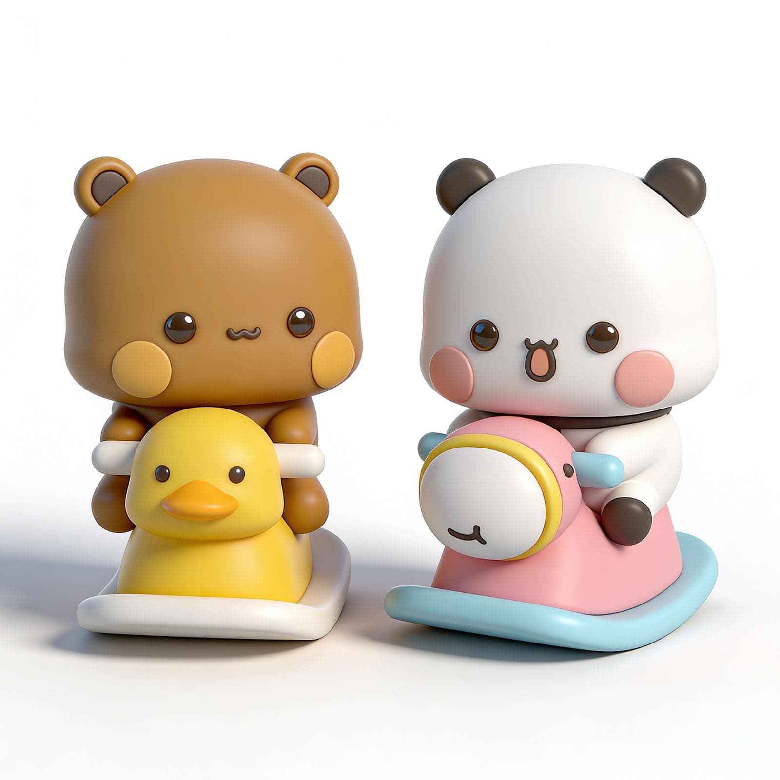 2 PCS Bubu and Dudu Bears Car Dashboard Decorations, Cute Cartoon Statue Bears Panda Figurine Office Desk Decor for Decor Accessories Tabletop Ornaments Gifts (B)