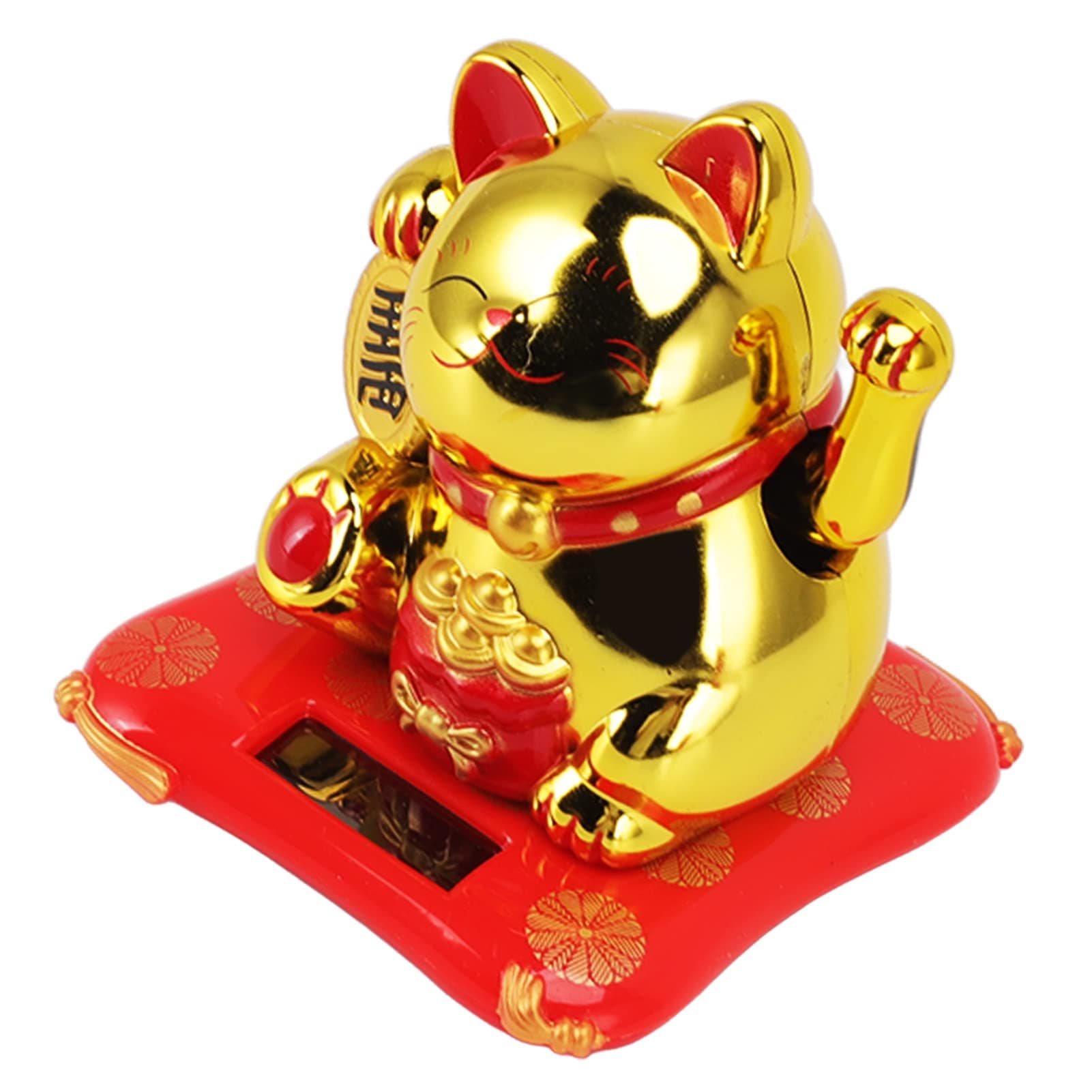Sorandy Lucky Fortune Cat with Waving Armm, Solar Powered Good Luck Cat, Chinese Feng Shui Deoration Lucky Cat for Shops, Restaurants, Living Room (Blessing Bag Gold) (Kufoo46v9d7hw0c-14)