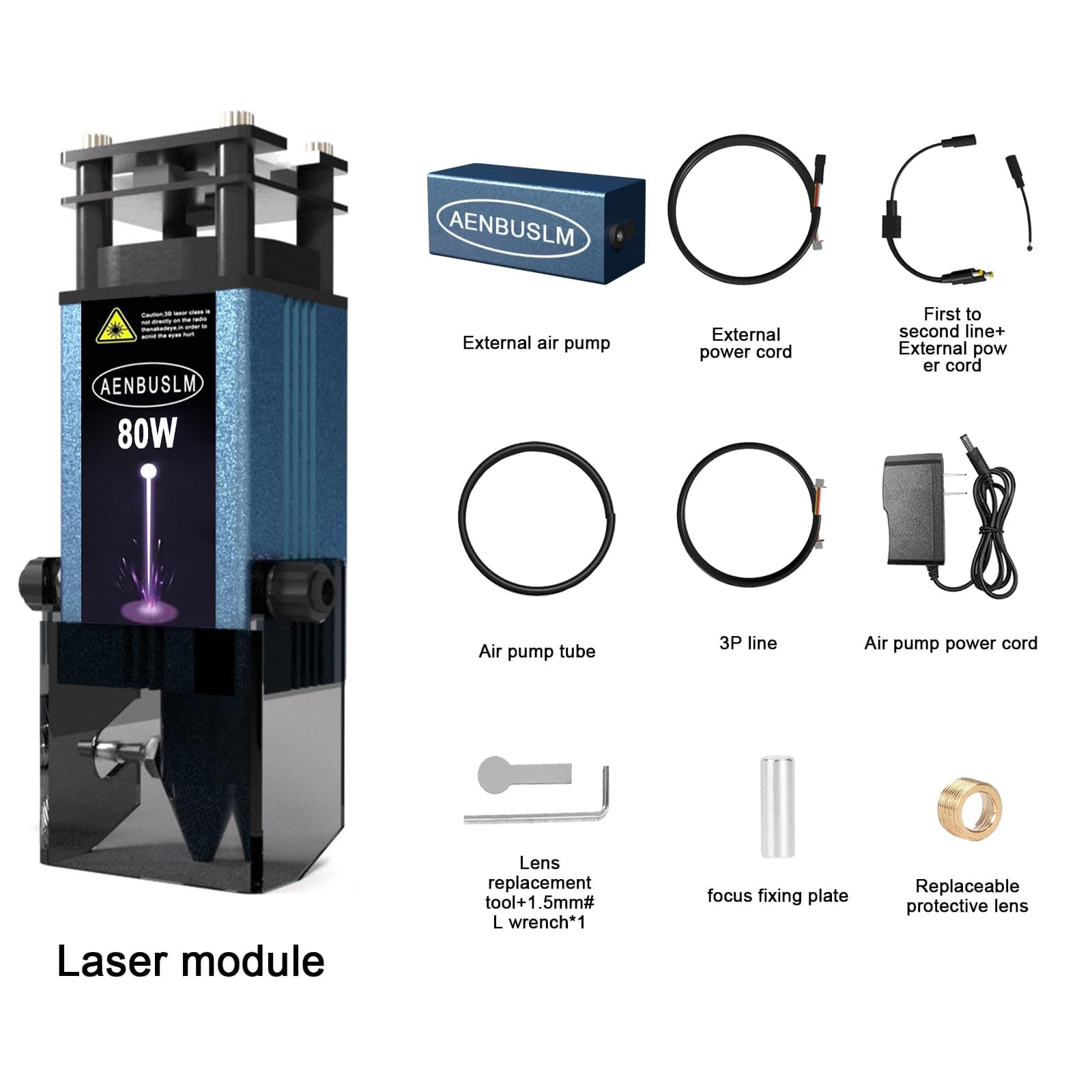 80W Laser Module with Air Assist,10W Output Power, Fixed-Focus,Double Ultra-Fine Compressed Spot CNC Carving DIY Laser Master for Laser Cutter Laser Engraver Machine Compatible with 12V/24V - Class 4