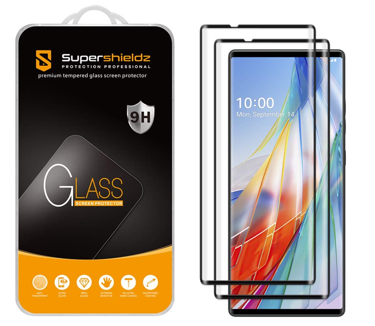 (2 Pack) Designed for LG Wing Tempered Glass Screen Protector, (Full Cover) (3D Curved Glass) Anti Scratch, Bubble Free (Black)