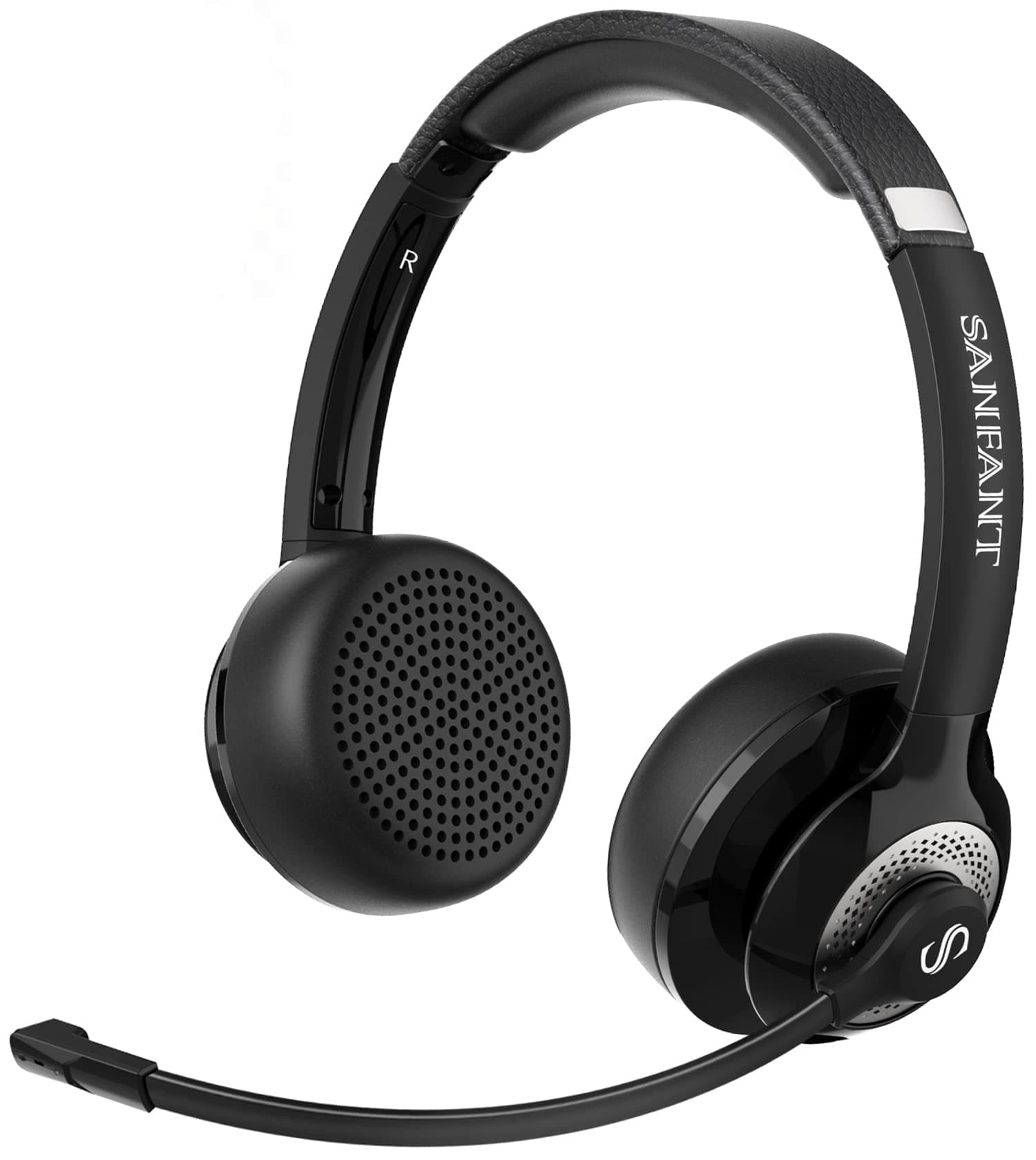 Bluetooth Headset with Microphone ENC Noise Canceling, V5.0 Stereo Wireless Headset with Flip-to-Mute Mic, 22H Talktime, Comfort Wireless/Wired Headphone with Mic for Laptop/Cell Phone/Office