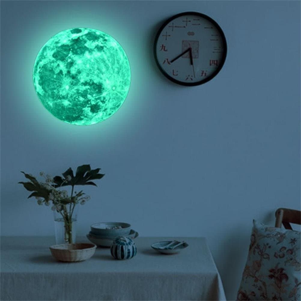 Kolylong 3D Large Moon Fluorescent Wall Sticker Luminous Removable Glow In The Dark Sticker (12cm)