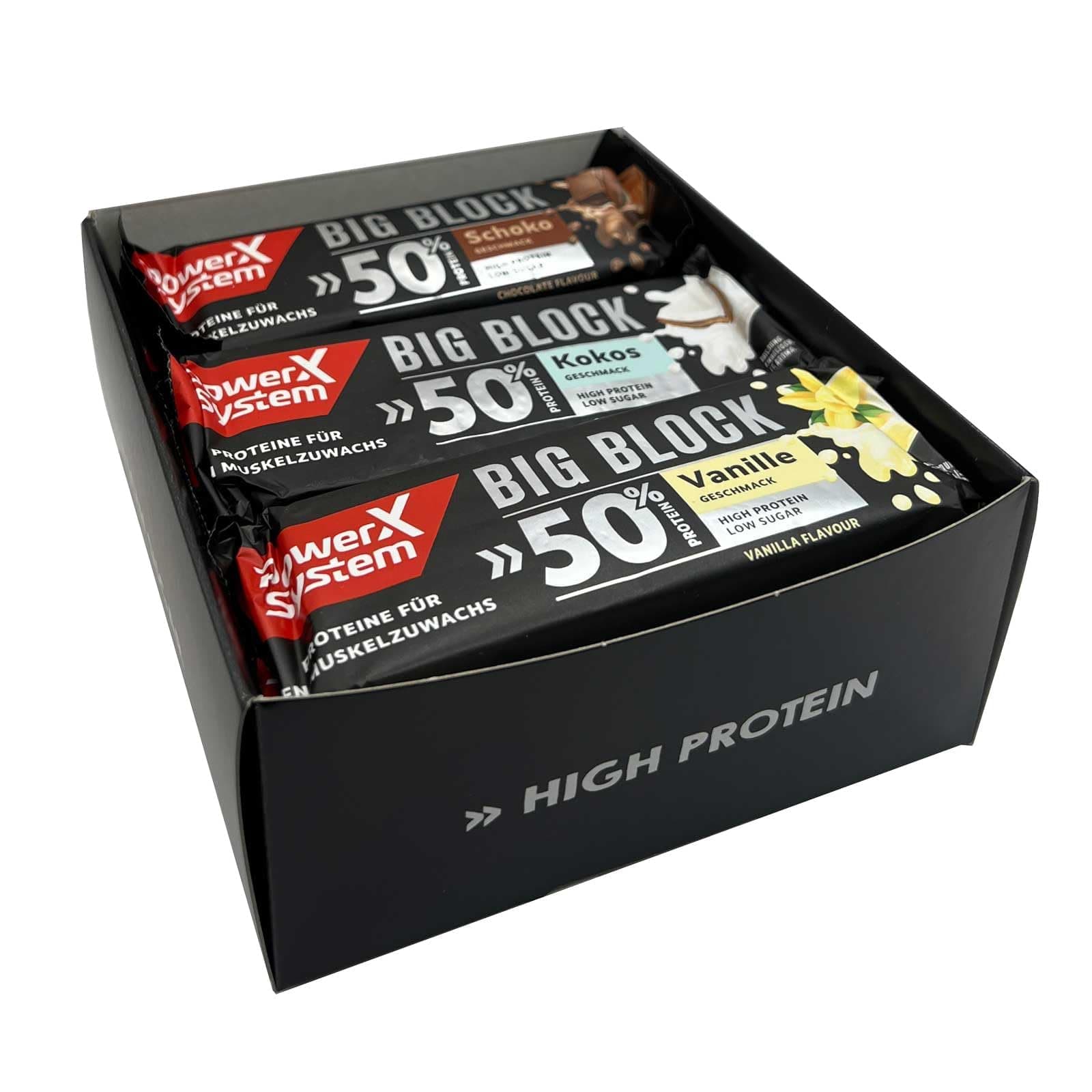Power System Big Block, 50% Protein Bar, Mix Box (16 x 100 g)