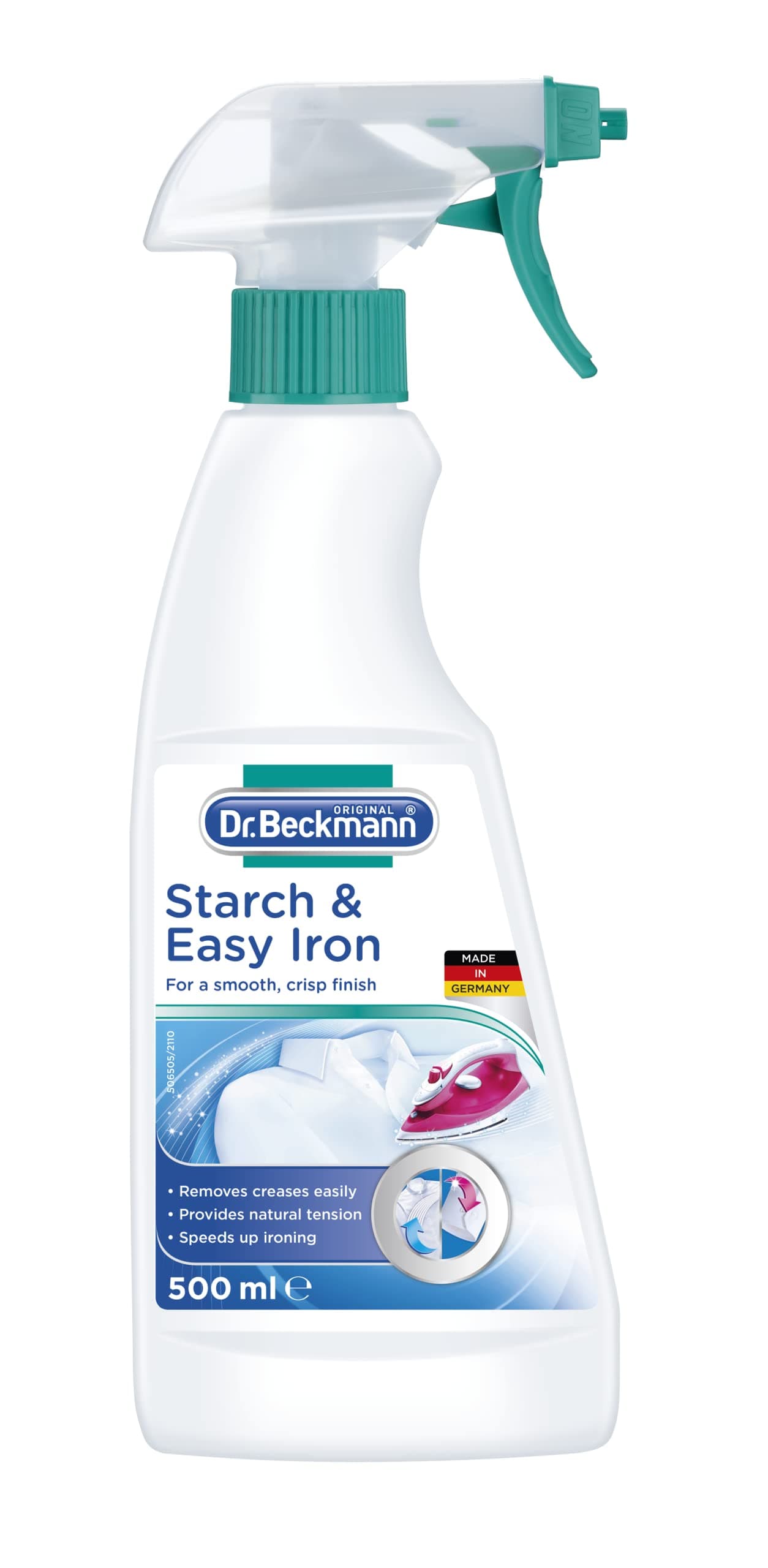 Dr. Beckmann Starch & Easy Iron 500ml | Iron Spray for a Smooth, Crisp Finish | Removes Creases Easily & Speeds Up Ironing | Starch Spray for Cloths | Wrinkle Free Clothes Instantly