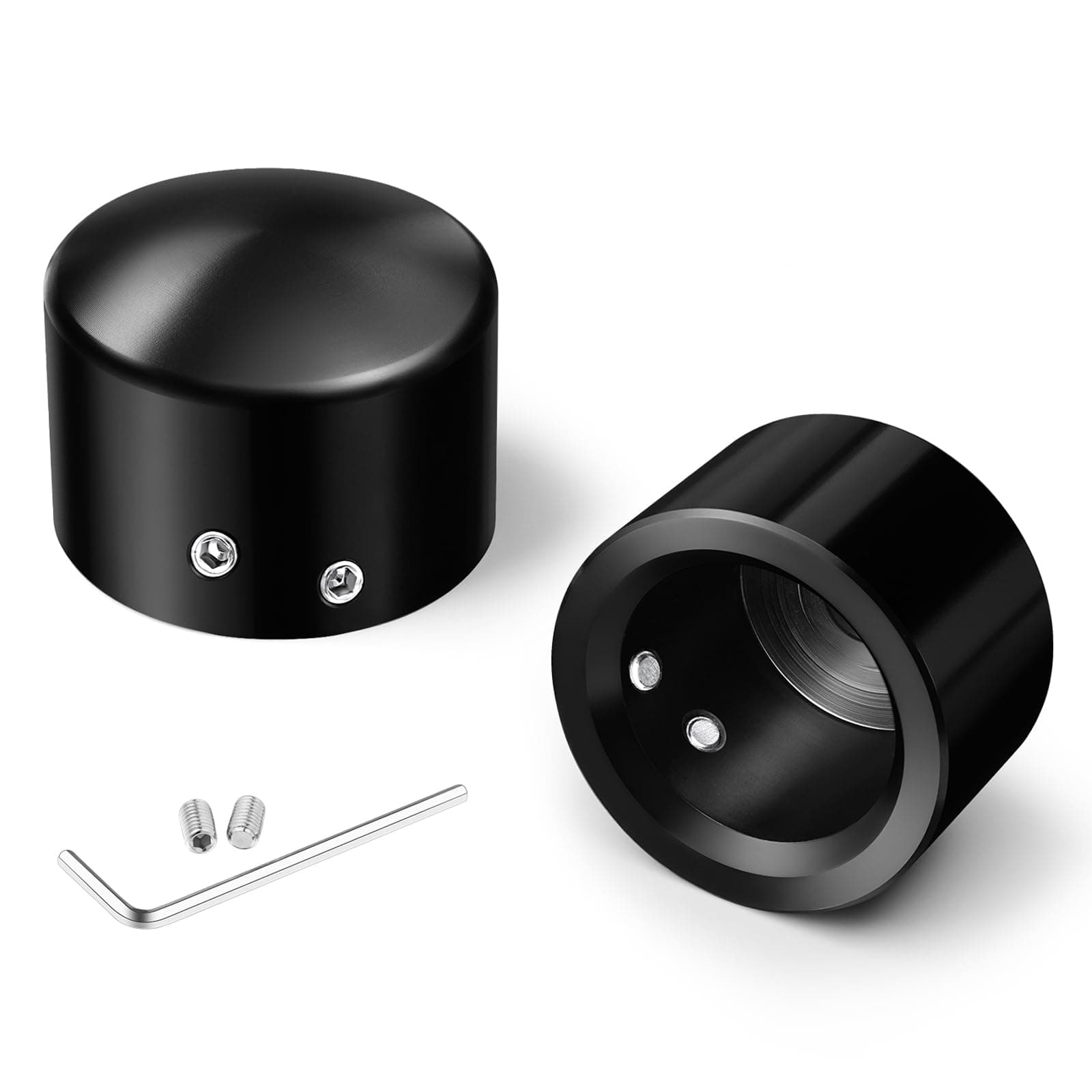 Benlari CNC Front Axle Nut Covers fit for Harley, Black Axle Nut Caps Compatible with Harley Davidson Touring Sportster Trike Dyna Softail Street Glide Road King Iron 883 Fat Boy 2002-2023