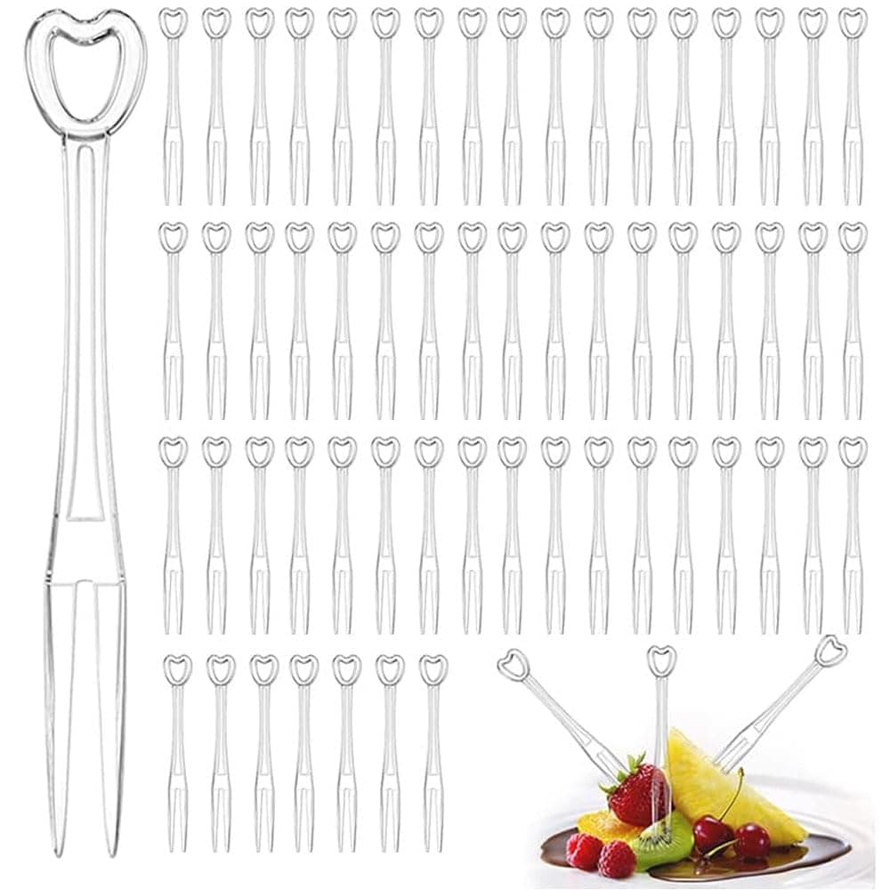 Goodern 500Pcs Disposable Plastic Fruit Forks,Disposable Mini Cake Forks Tasting Appetizer Forks Picks Small Dessert Food Picks Sticks,Two Prongs Skewers Blunt End Toothpicks for Party and Daily Life