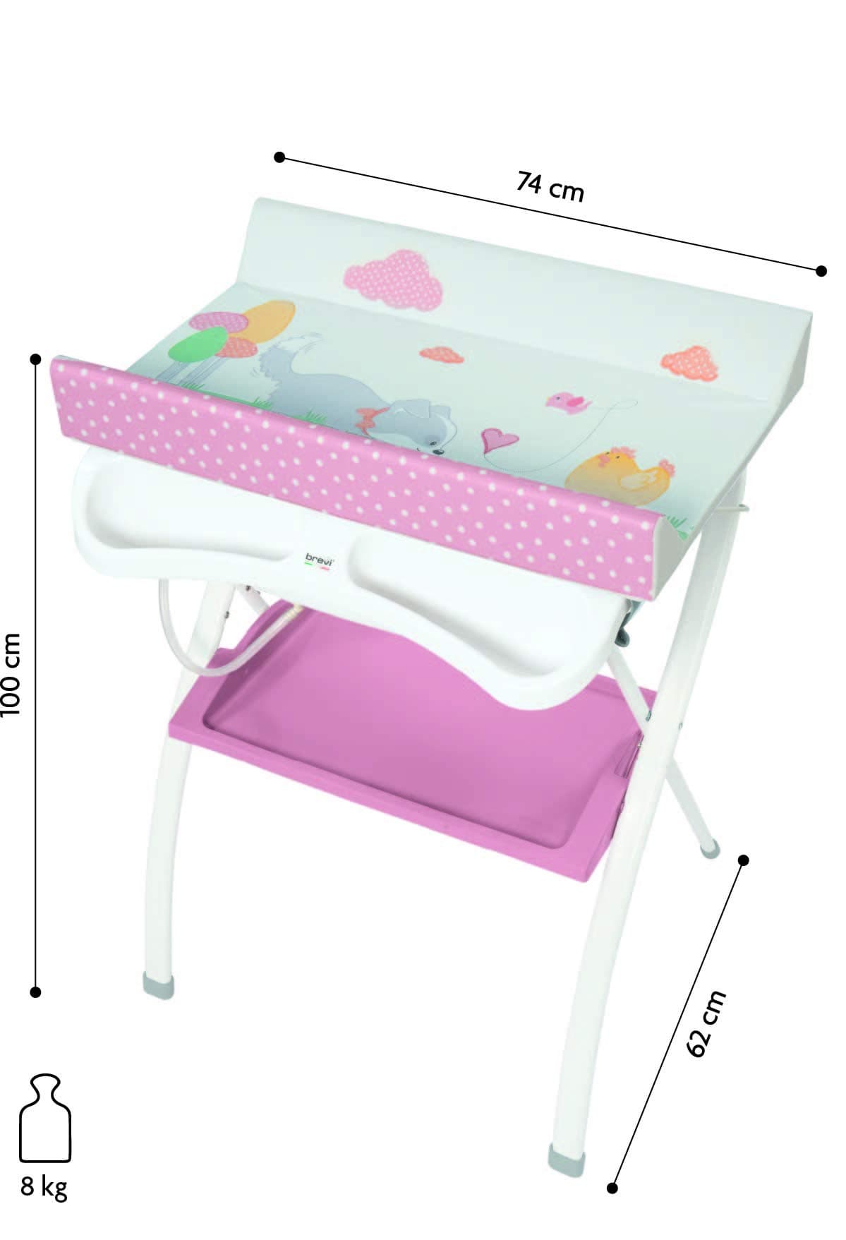 Brevi Lindo Folding Changing Dresser, White Rabbit