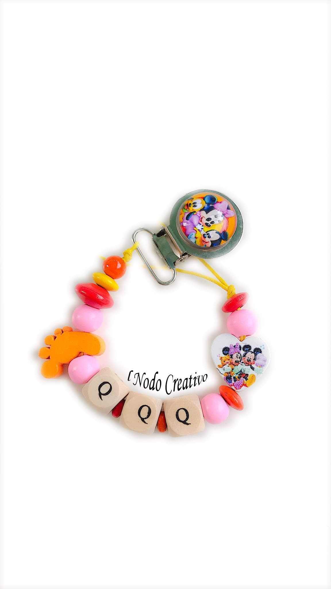 Chain clip pacifier holder mickey mouse disney minnie | customizable name