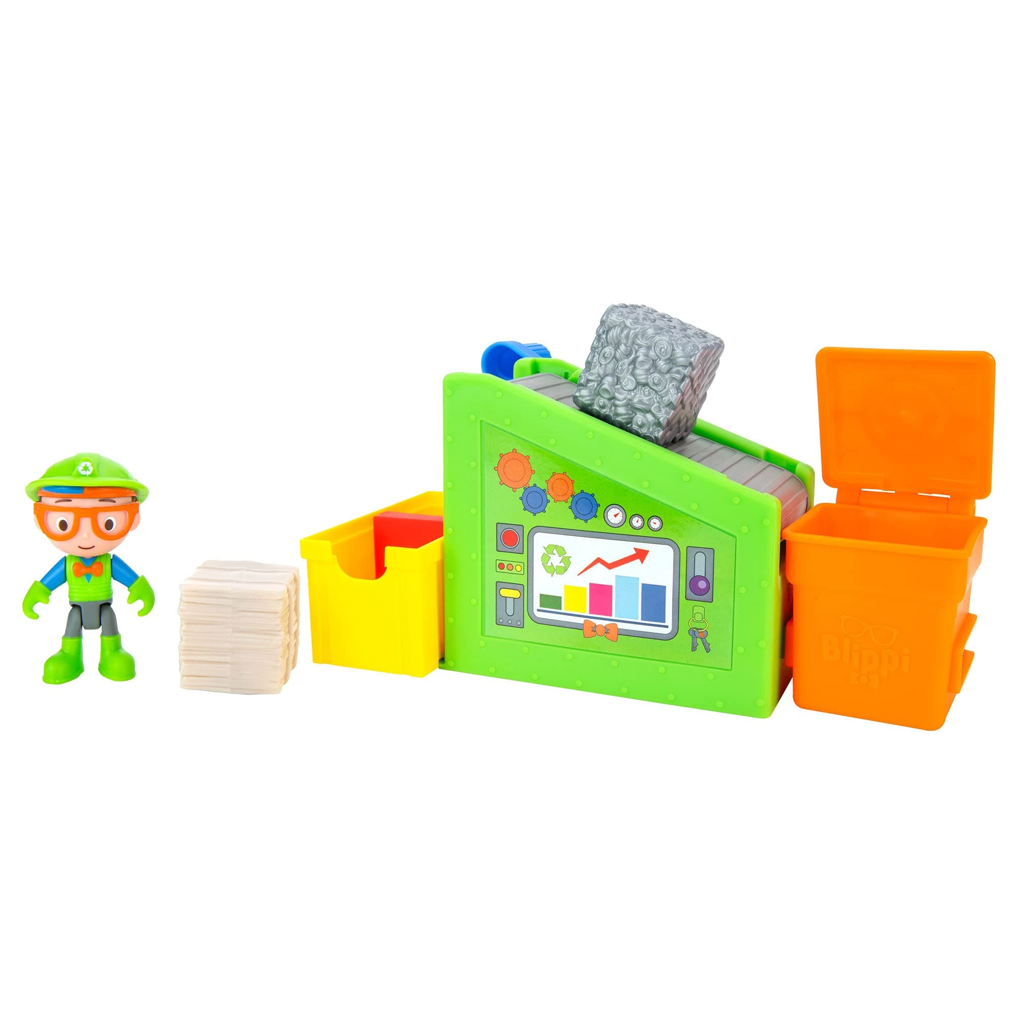 Blippi Little Adventures Playset Recycling Center - Explore, Includes One 3-Inch Figure Accessories - Educational Vehicles for Toddlers and Young Kids