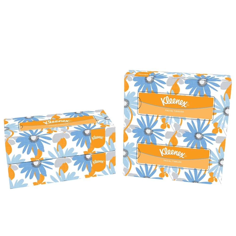 Kleenex® 2 ply Facial Tissue Flat Box, 100 Pulls, Pack of 4 (Total 400 Sheets) (60036)