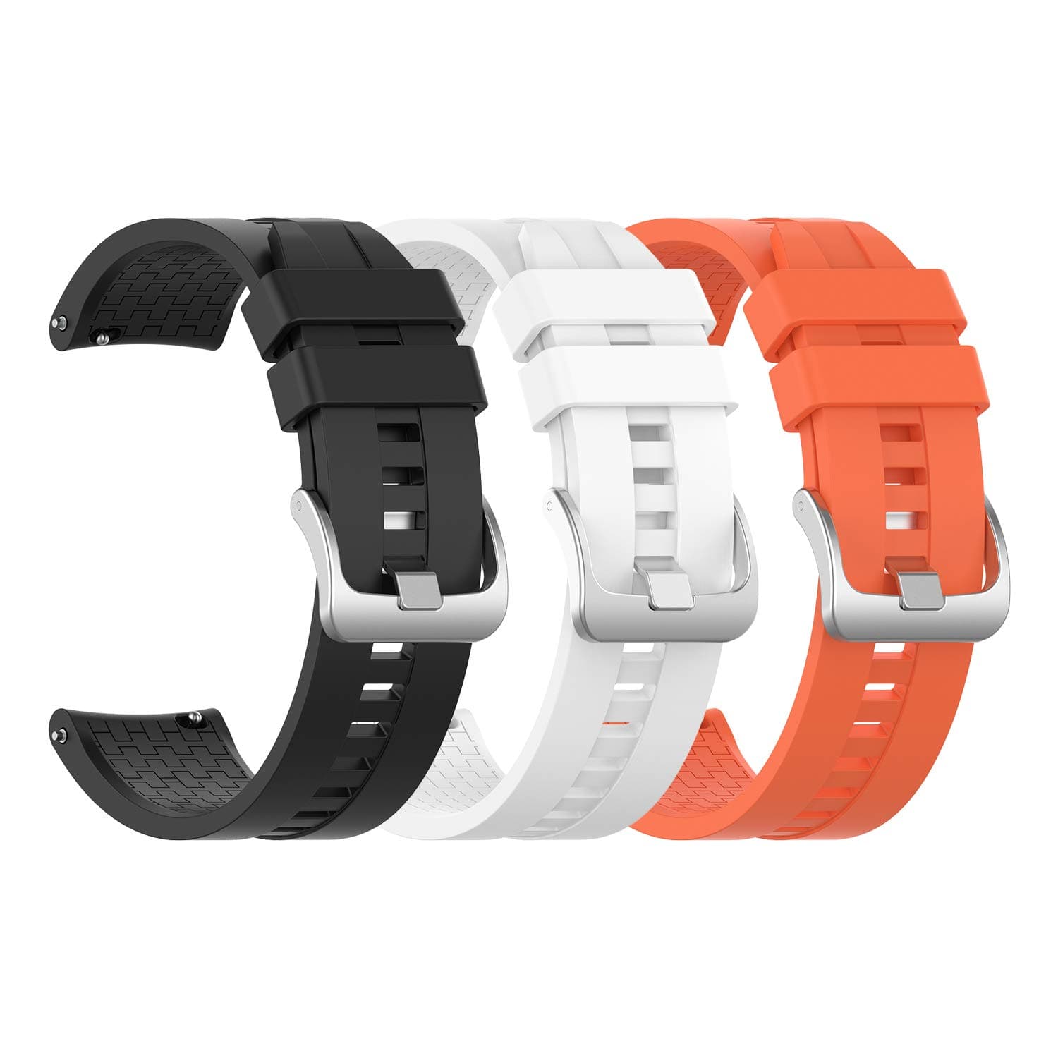 3-Pack Silicone Bands for Huawei Watch GT Classic Replacement Strap (Black, White, Orange)