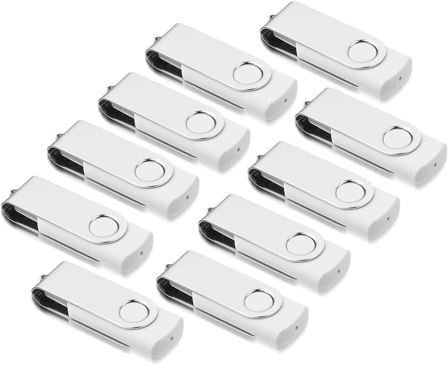 32GB Memory Stick 10 Pack, AreTop USB Sticks, 32GB USB Flash Drive, 2.0 Thumb Drives Pen Drives, Swivel Design, with LED Indicator for Computer/Tablet/Laptop/Car/TV(10 White With Lanyard)