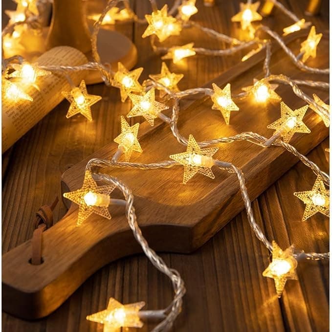 Star LED String Lights – 25 LED 4 Meter Warm White Copper Wire Fairy Lights for Window, Wall, Garden, Diwali, Christmas, Wedding & Home Decoration