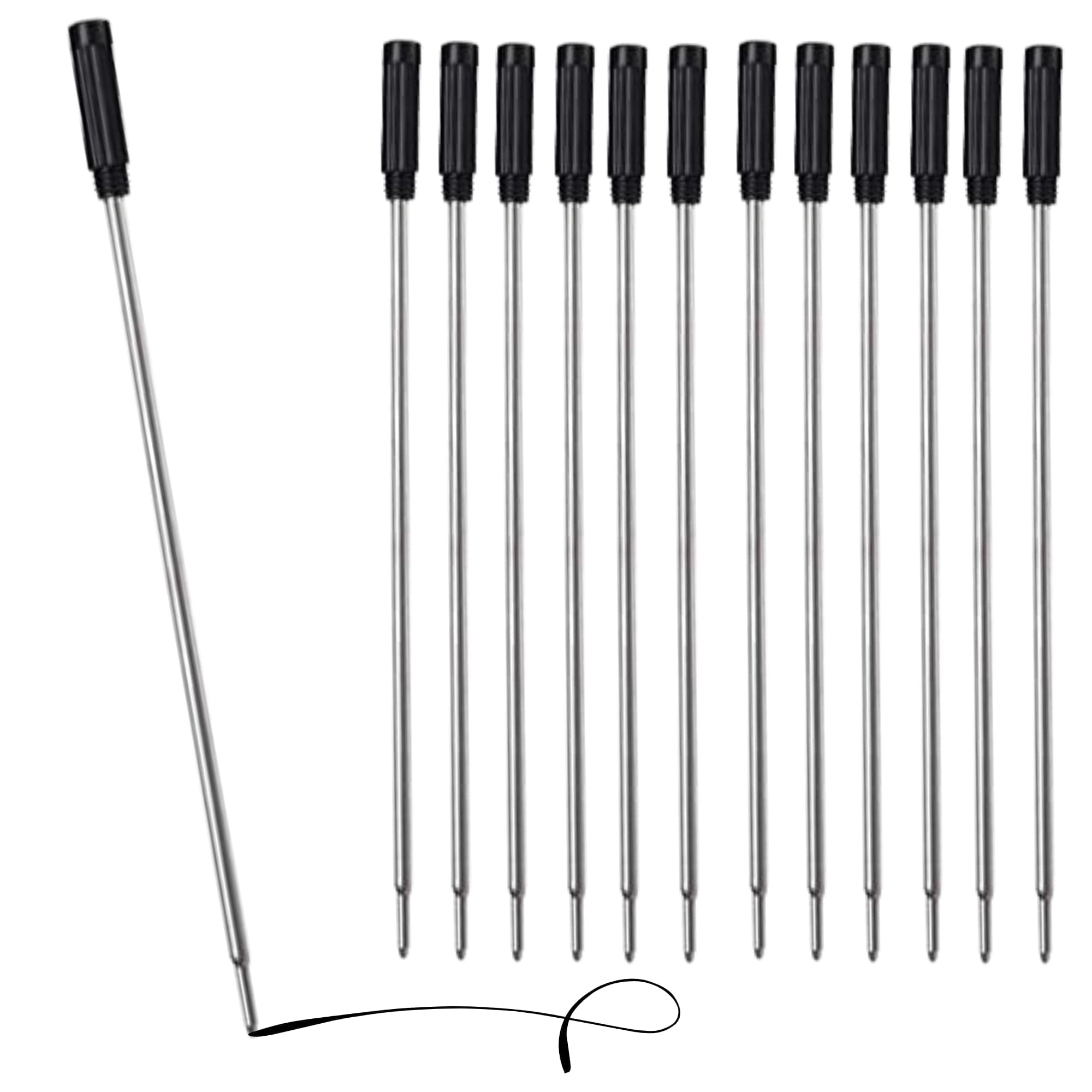 10 x Pack Black Ballpoint Pen Refills, Medium Size Tip 11.6cm, Cross 8513 Compatible, Ball Pen Ink Cartridges Fits Cross Ballpoint Pens for Smooth Writing (10)