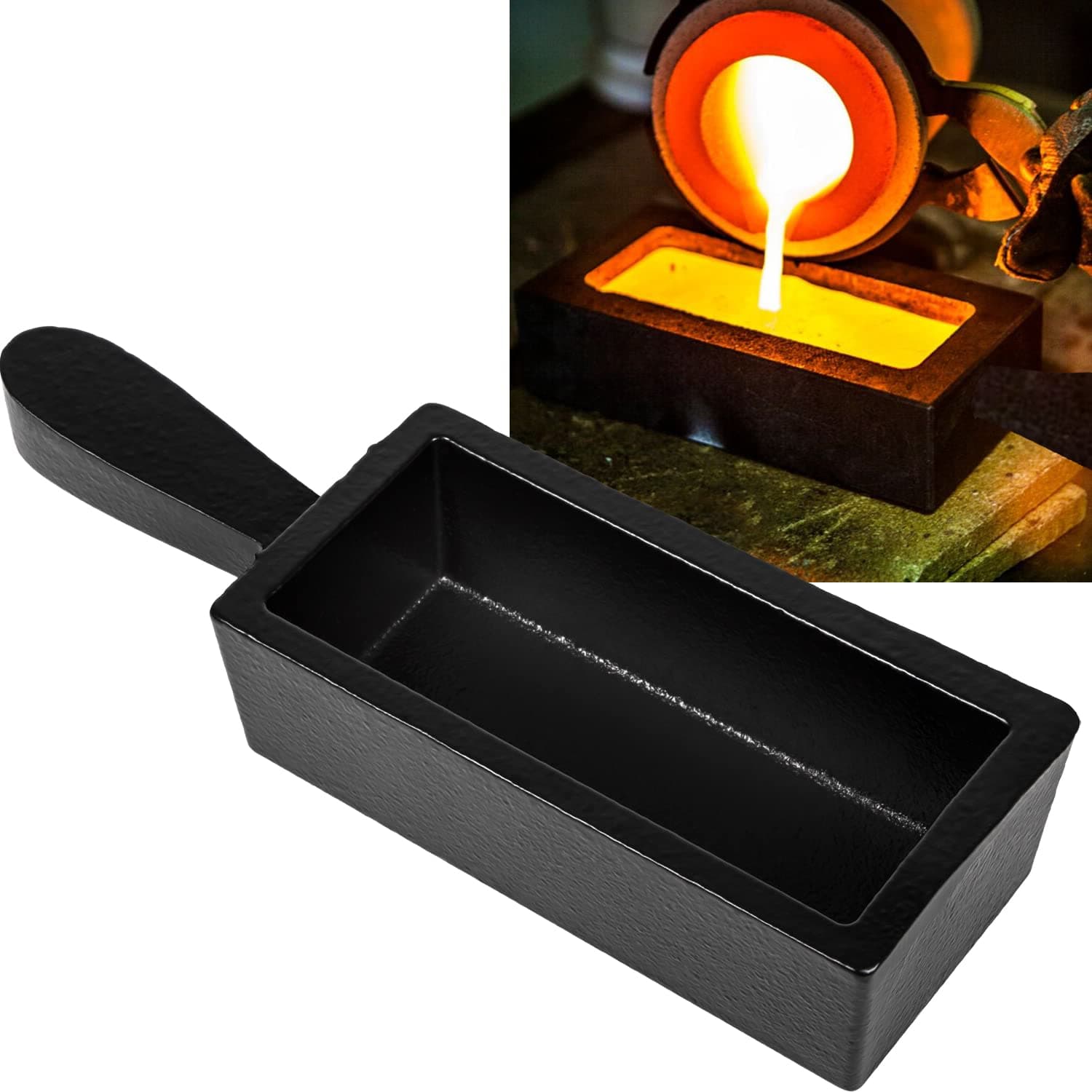 100 oz Cast Steel Ingot Mold for Melting Casting Refining Gold Silver Copper Aluminum Brass Precious Metals etc