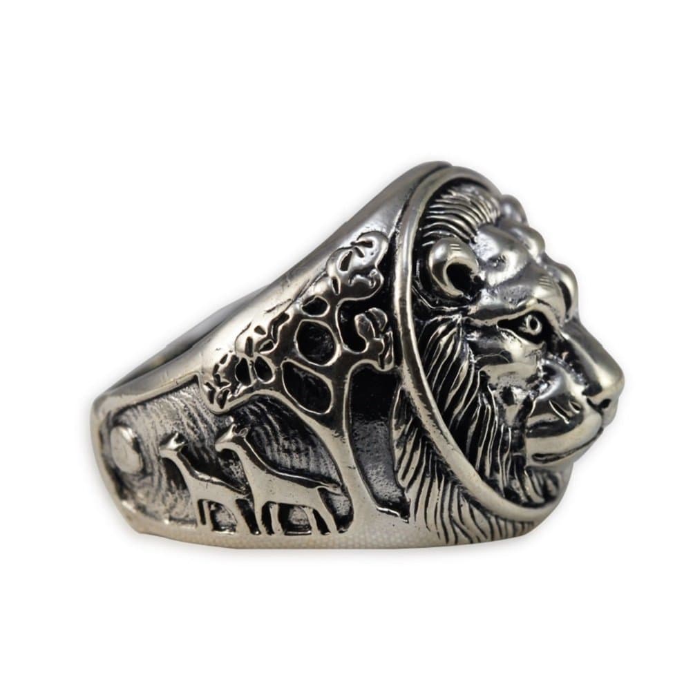 Moon Wings Solid Sterling Silver Lion Vintage Mens Ring