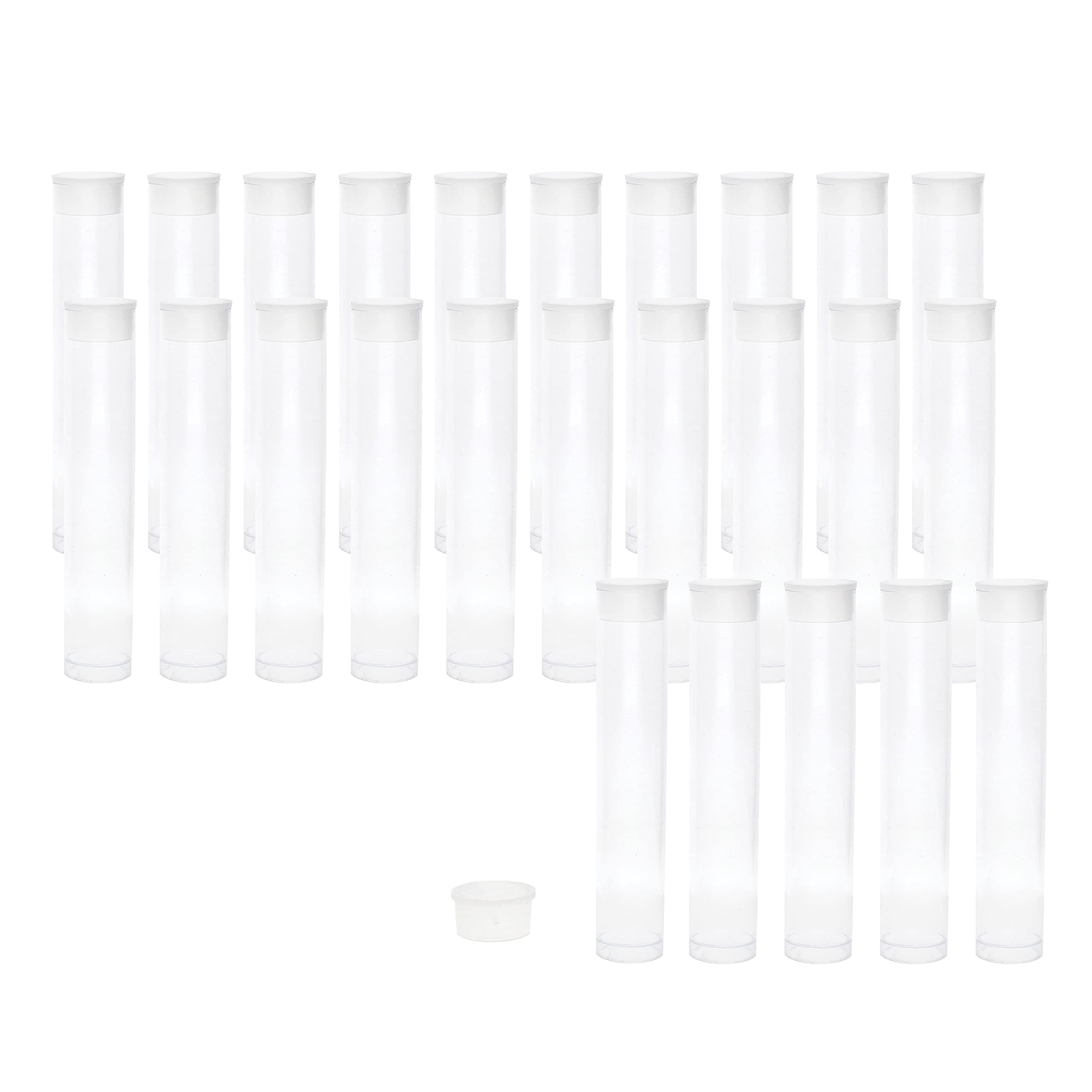 Clear Plastic Tubes - 3-Inch-Long Round Tubes, 9/16 Inches in Diameter - Flat Caps - Use for Beads, Bath Salts, Wedding & Party Favors, Home or Office Storage - Bag of 25