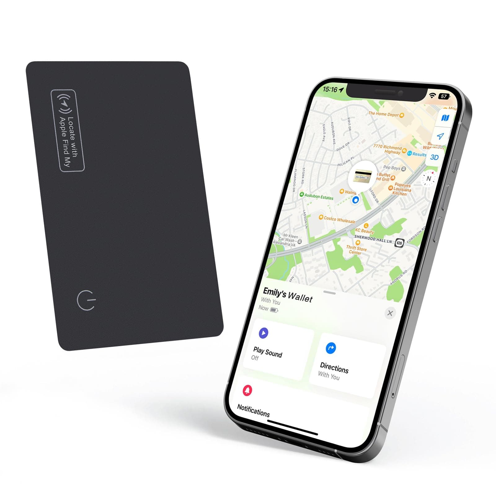 Eelexa Wallet Tracker Card, Rechargeable Thin Finder, Works with Apple Find My (iOS Only), Item Locator for Luggage Tags, Passports, Phone, IP68 Waterproof