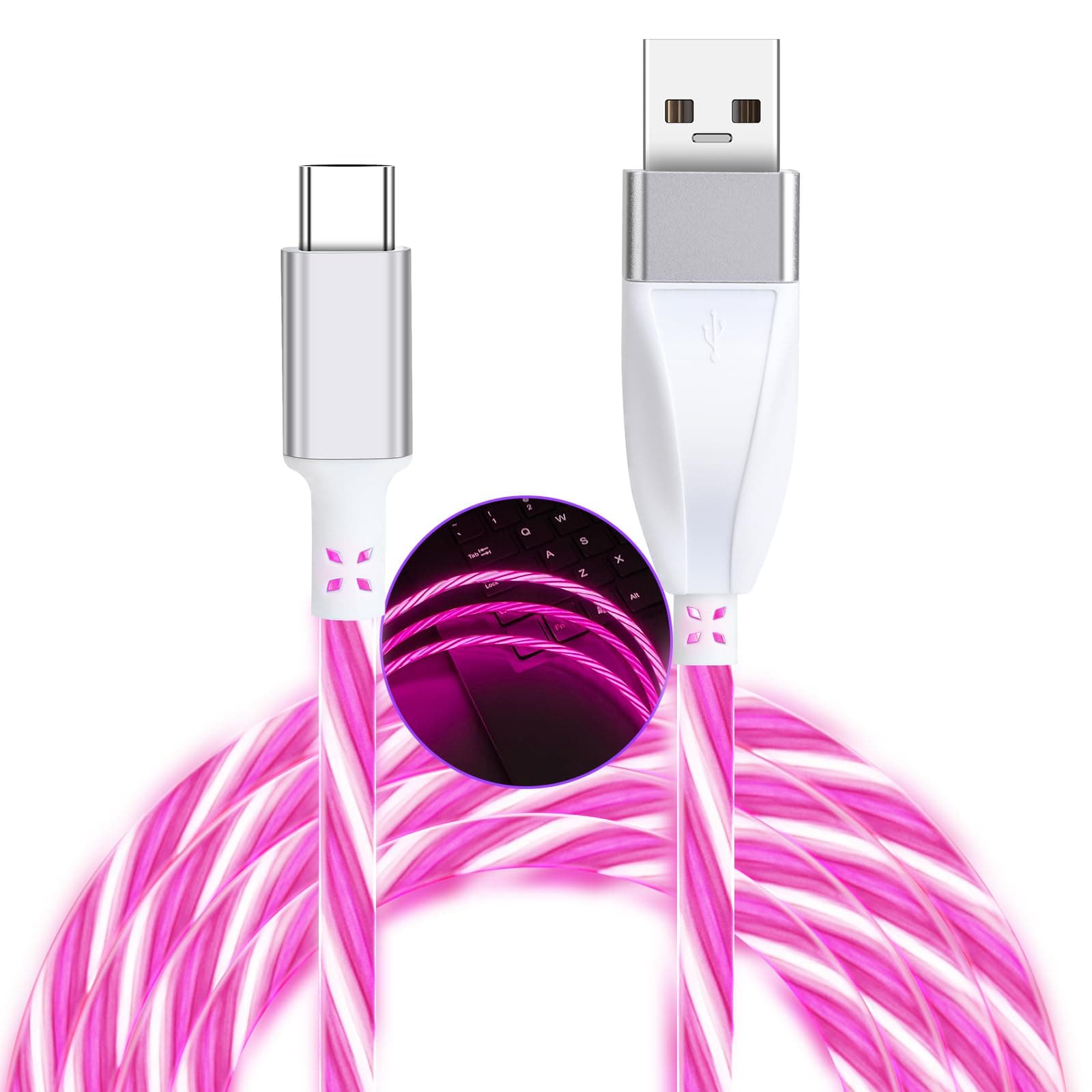 USB C Charger Cable 5FT(1.5M) 60W USB to USB C Cable for Phone Fast Charging for Samsung Galaxy S20/S10/S9/S8, LG V40/V30, USB-A to Type-C Fast Charging Cables Pink
