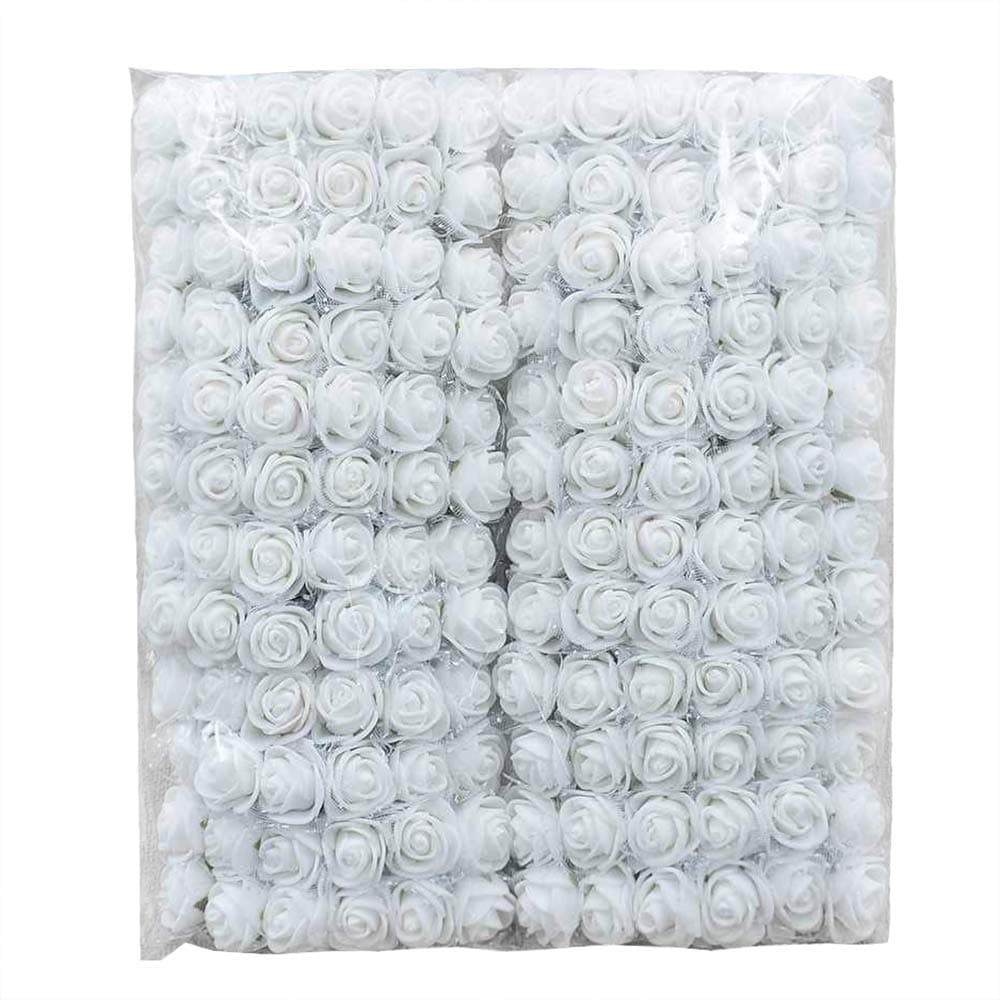 Artificial flowers Rose wedding decorations party Flower Bouquet Solid DIY wreath Craft fake foam flowers 144pcs/lot 2CM (white)