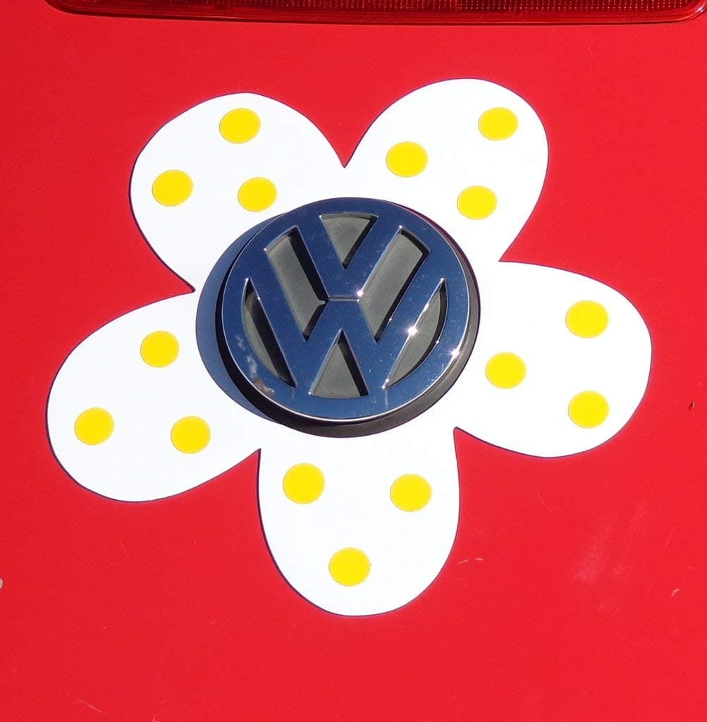 Magnetic VW Beetle Decal Yellow Polka Dot Daisy